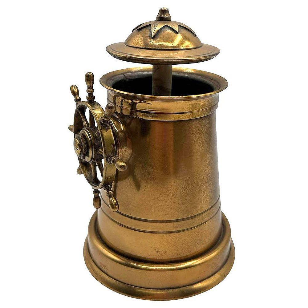 Americano Distributore di sigarette a comparsa in ottone del metà secolo Nautical Lighthouse Dispense con il timone della nave in vendita