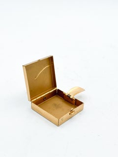 Mid-Century Brass Portable Cigarette Pocket Ashtray with Inlay, 1950s