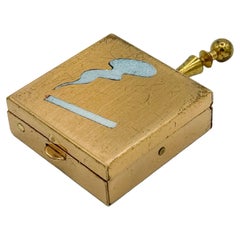 Mid-Century Brass Portable Cigarette Pocket Ashtray with Inlay, 1950s