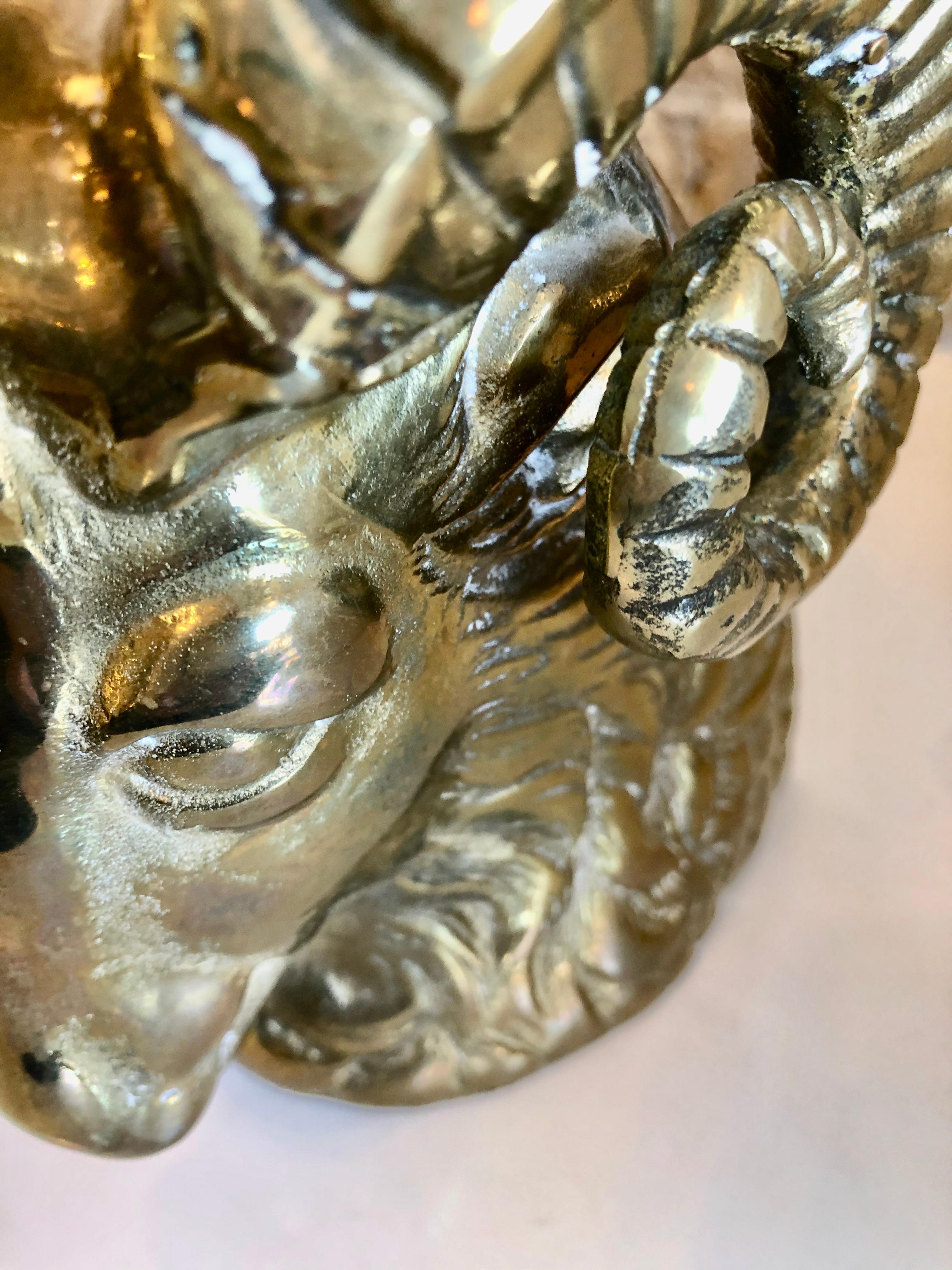 Unknown Midcentury Brass Rams Head Bookends