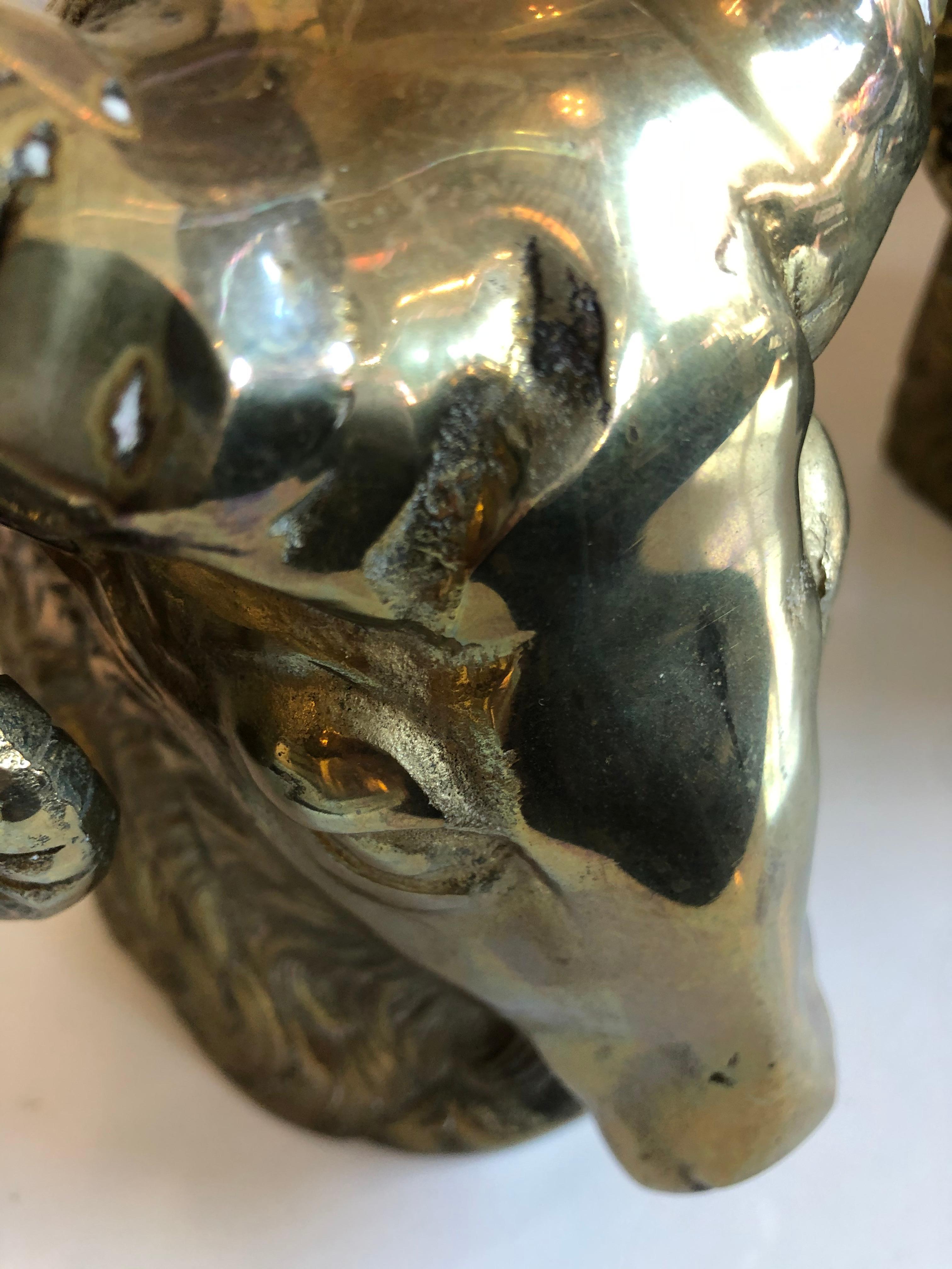 Mid-20th Century Midcentury Brass Rams Head Bookends