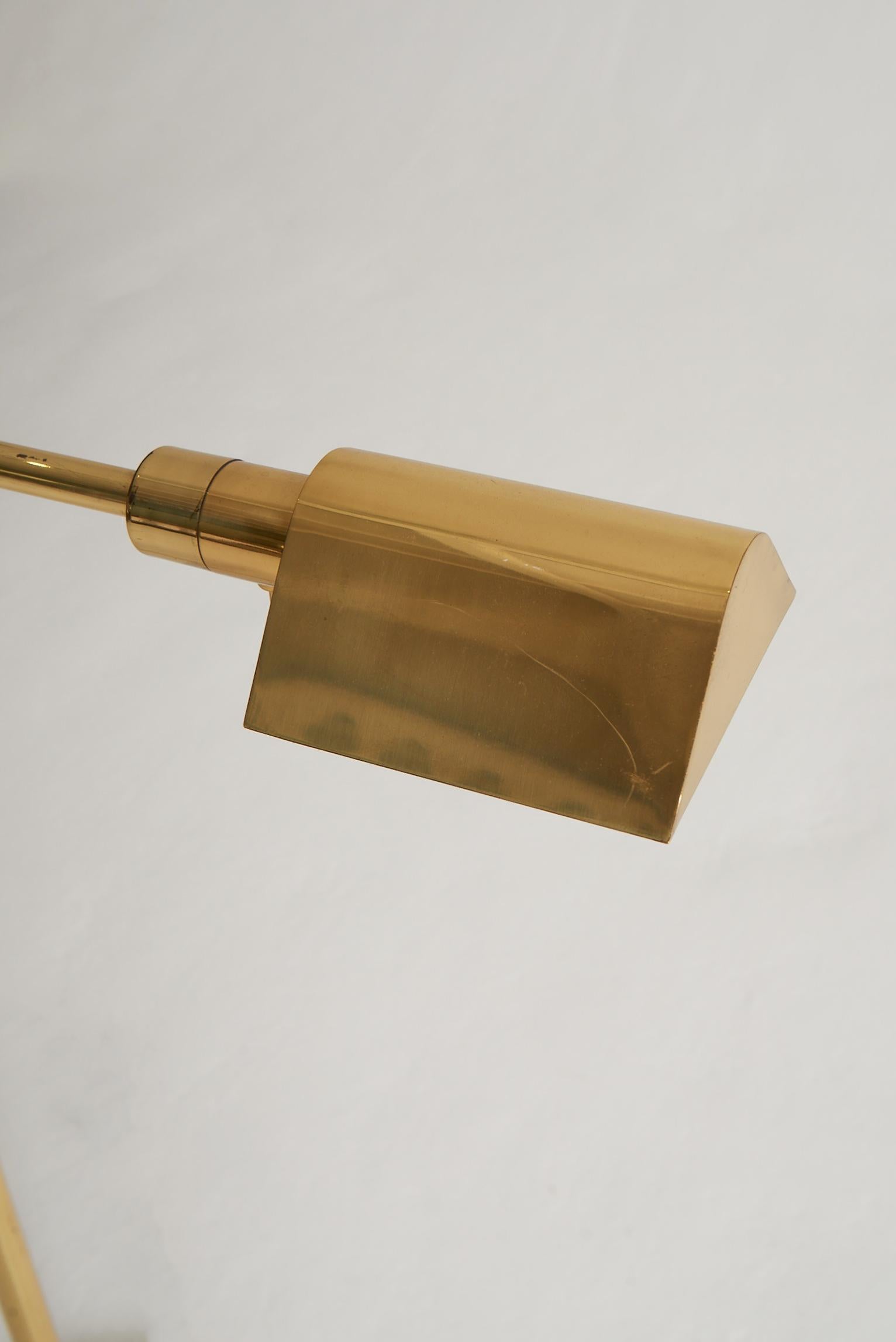 Lacquered Mid-Century Brass Reading Floor Lamp