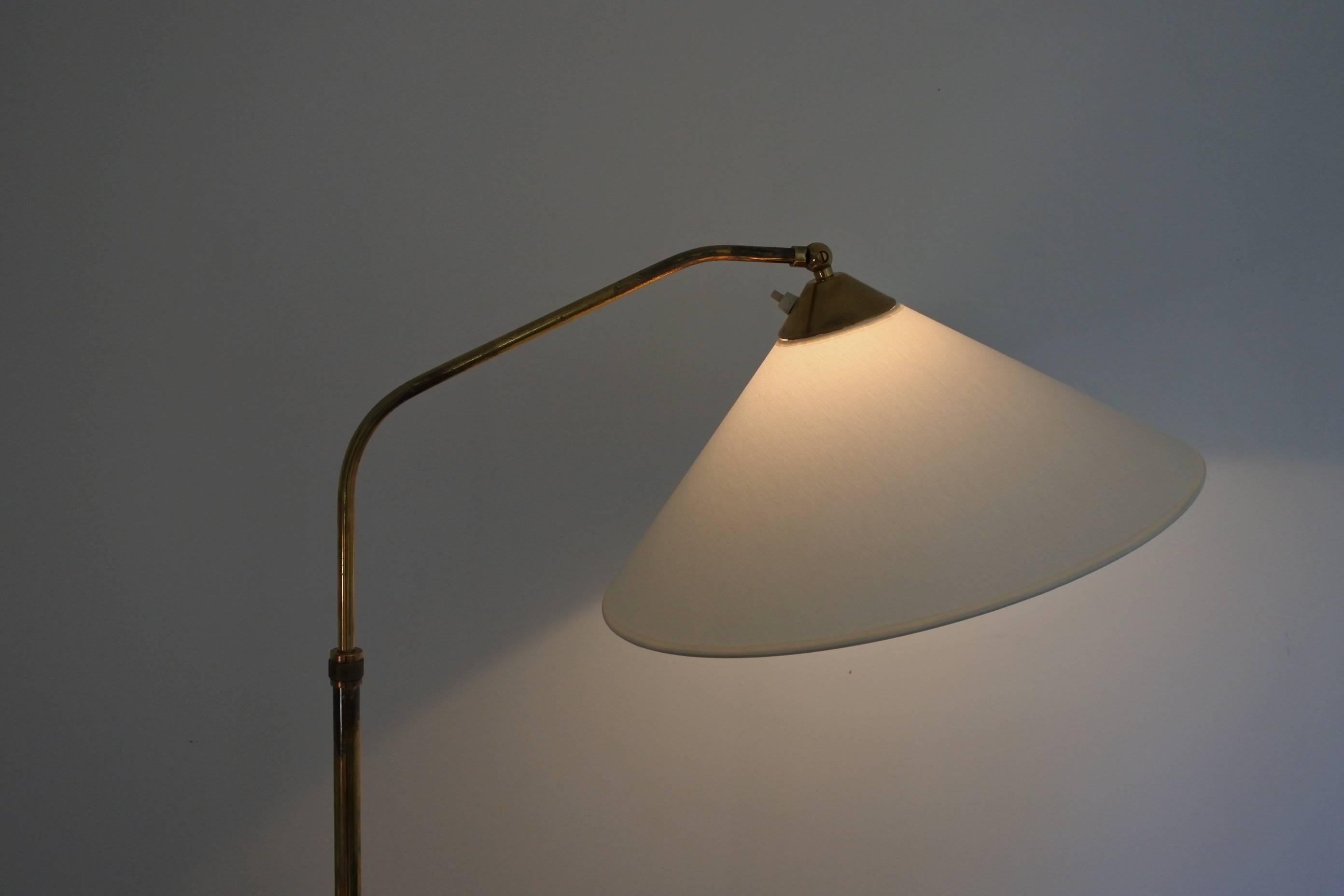 Mid-Century Modern Midcentury Brass Reading Floor Lamp in the Manner of J.T. Kalmar, 1950s