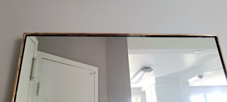 Mid Century Rectangular Brass Mirror For Sale at 1stDibs