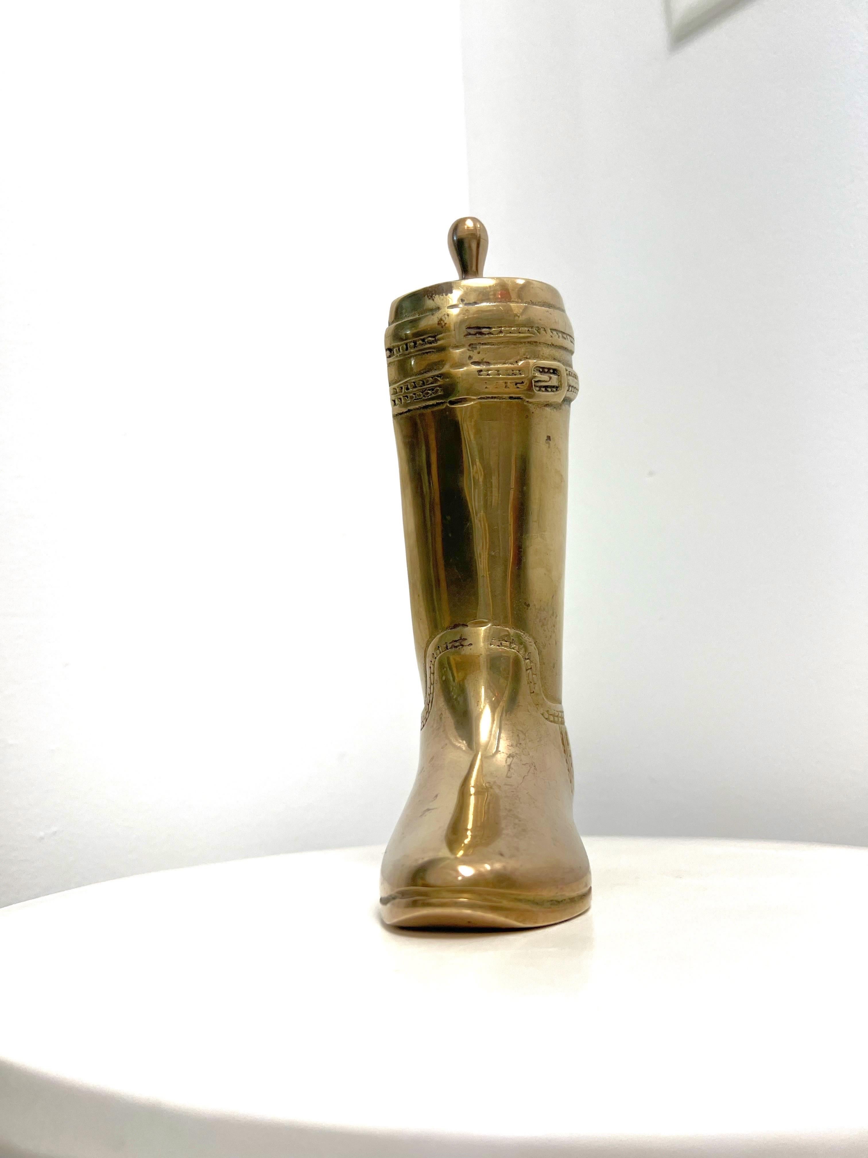 Bohemian Mid-Century Brass Riding Boot Bookend/Paperweight