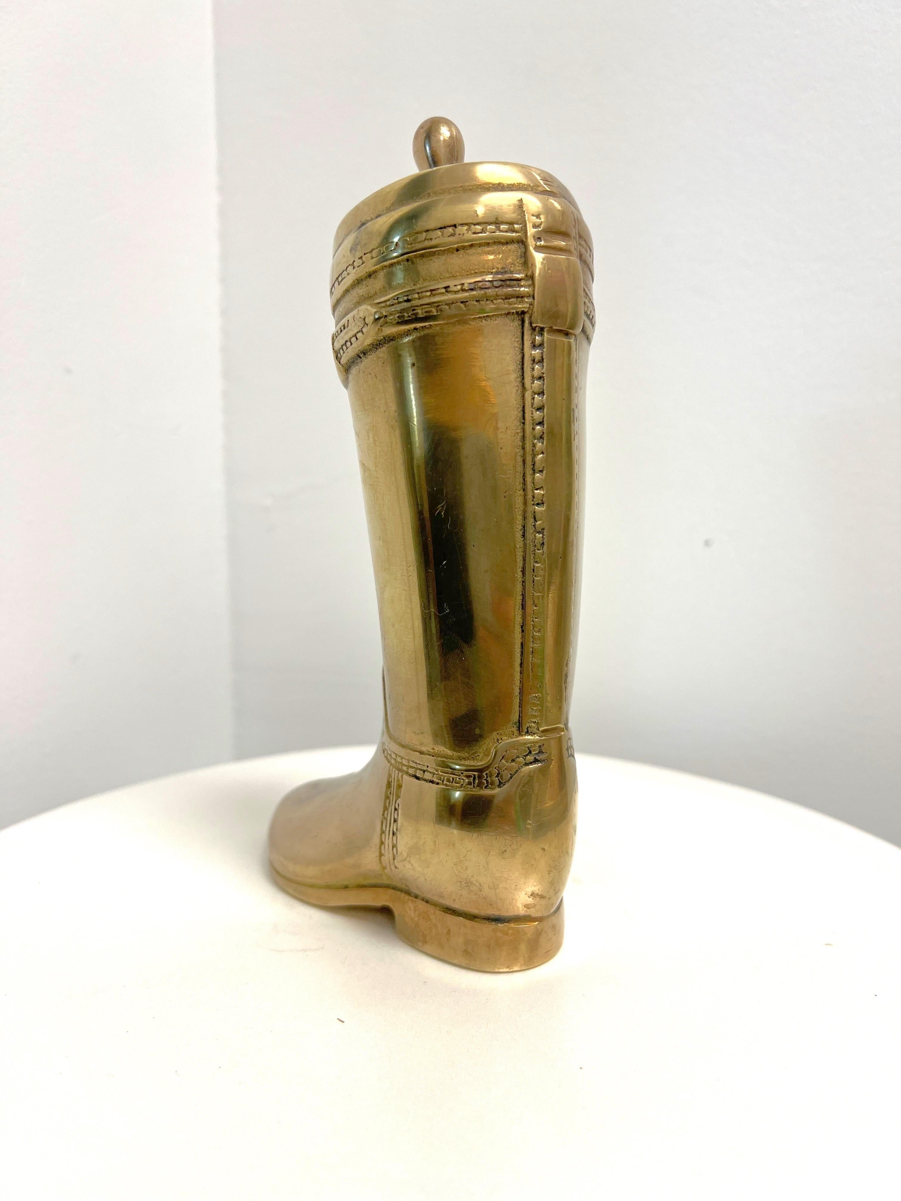 Mid-Century Brass Riding Boot Bookend/Paperweight In Good Condition In Charleston, SC