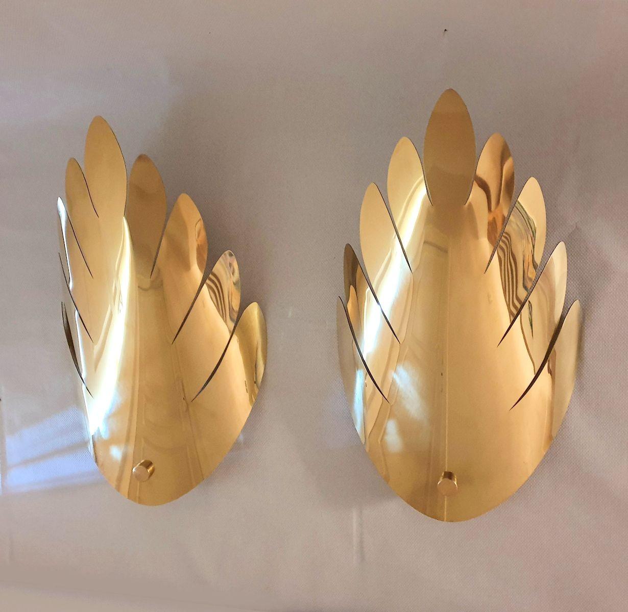 Mid-Century Modern Mid Century brass sconces, France For Sale