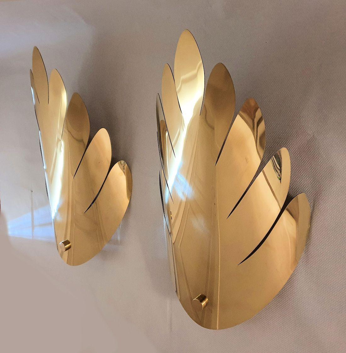 French Mid Century brass sconces, France For Sale