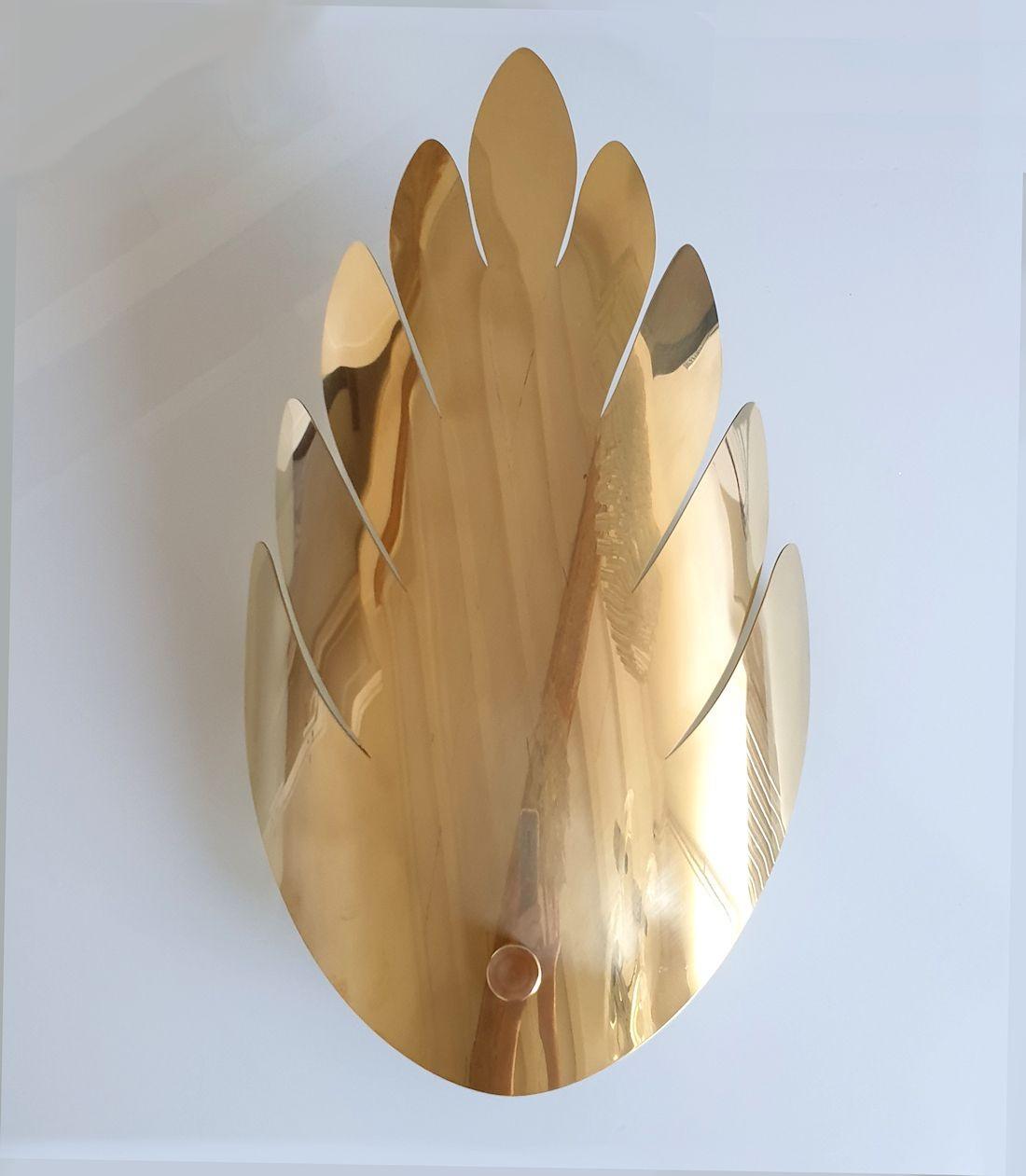 Brass Mid Century brass sconces, France For Sale