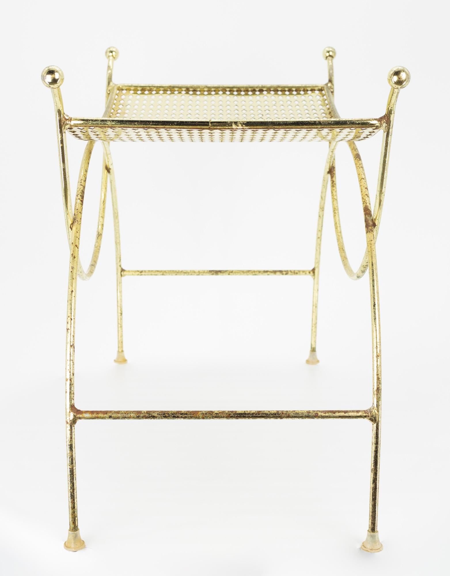 Late 20th Century Mid Century Brass Scoop Vanity Stool