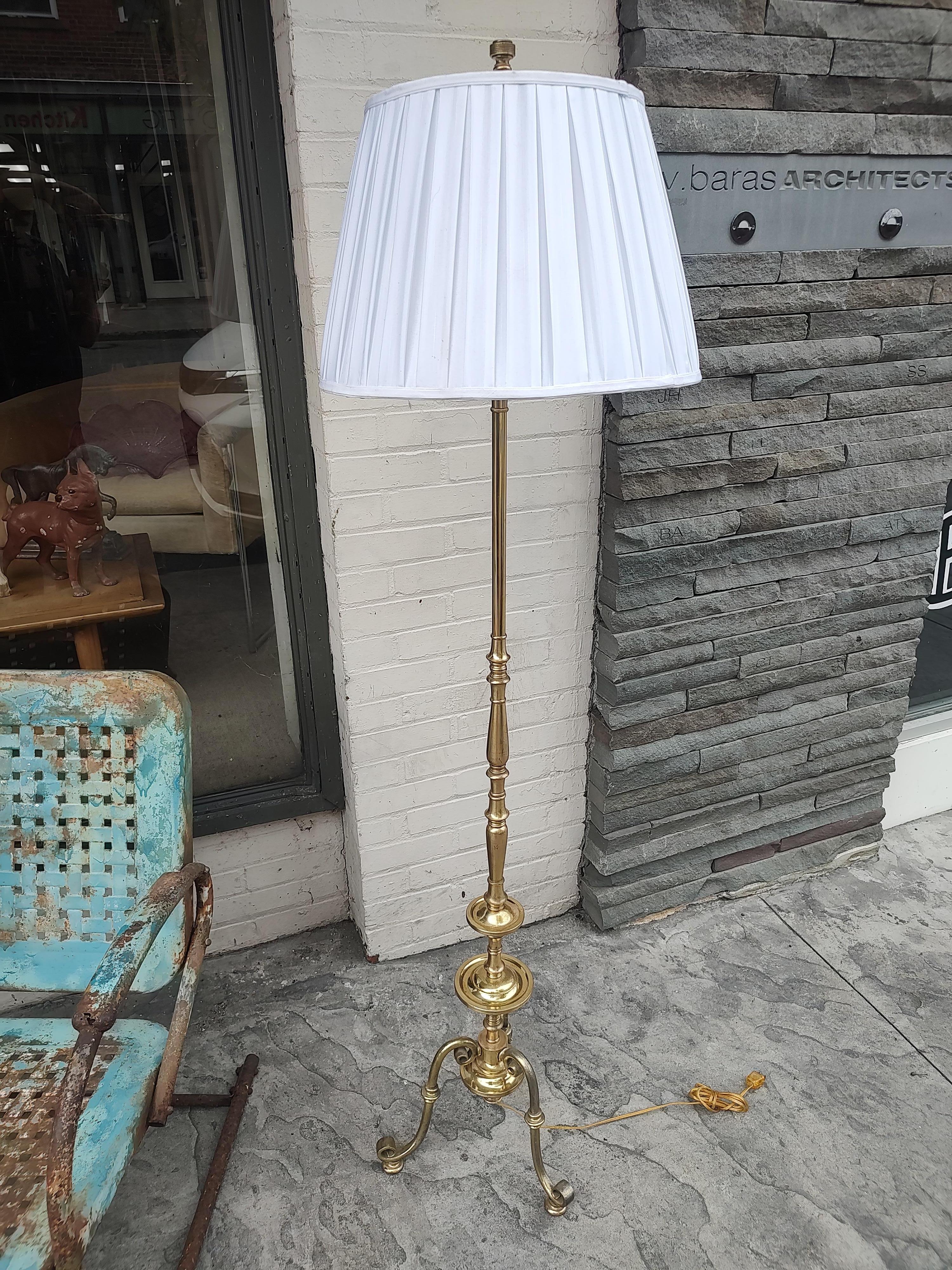 Mid Century Brass Sculptural English Regency Floor Lamp C1955 For Sale 1