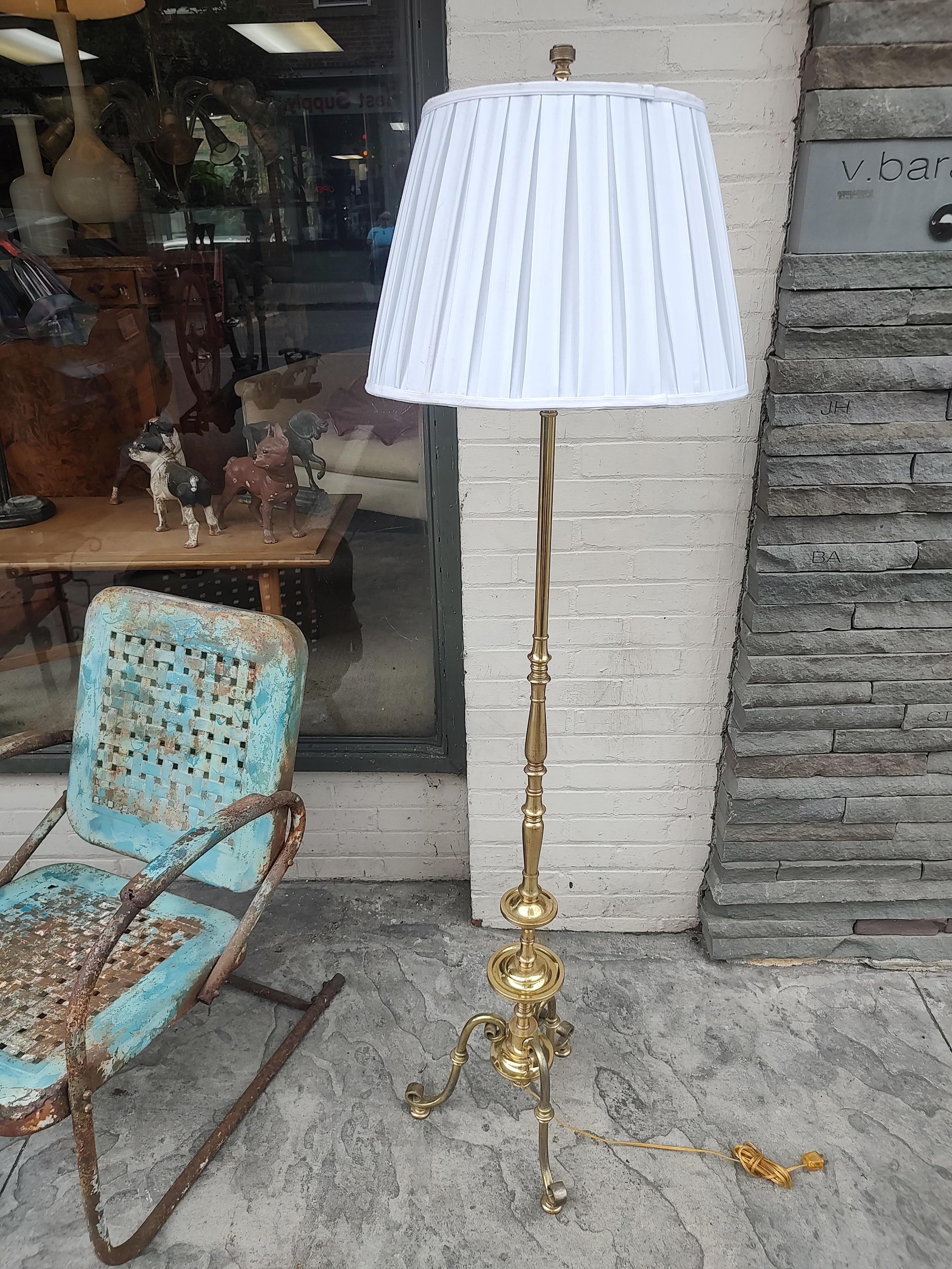 Mid Century Brass Sculptural English Regency Floor Lamp C1955 For Sale 2