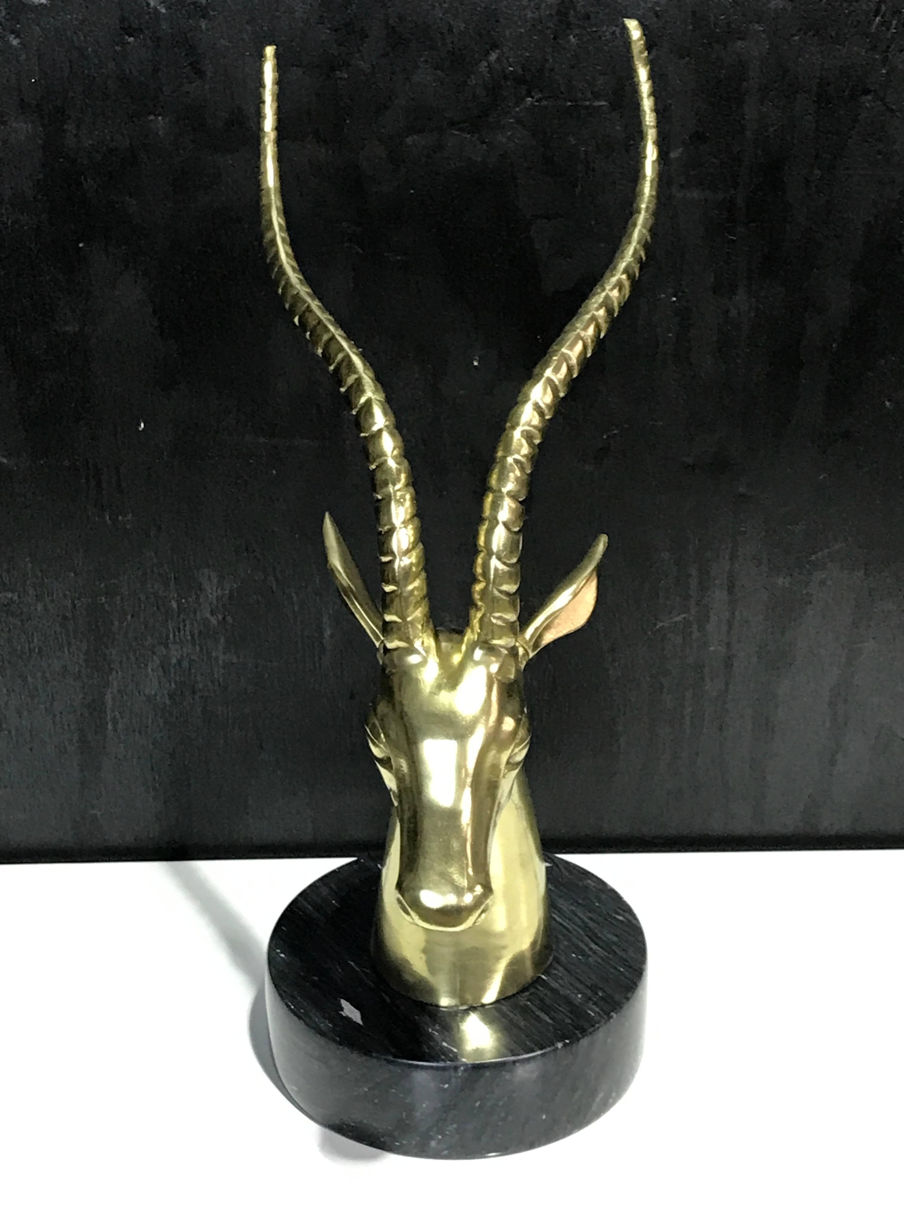 Midcentury brass sculpture of an Ibex, with a 7