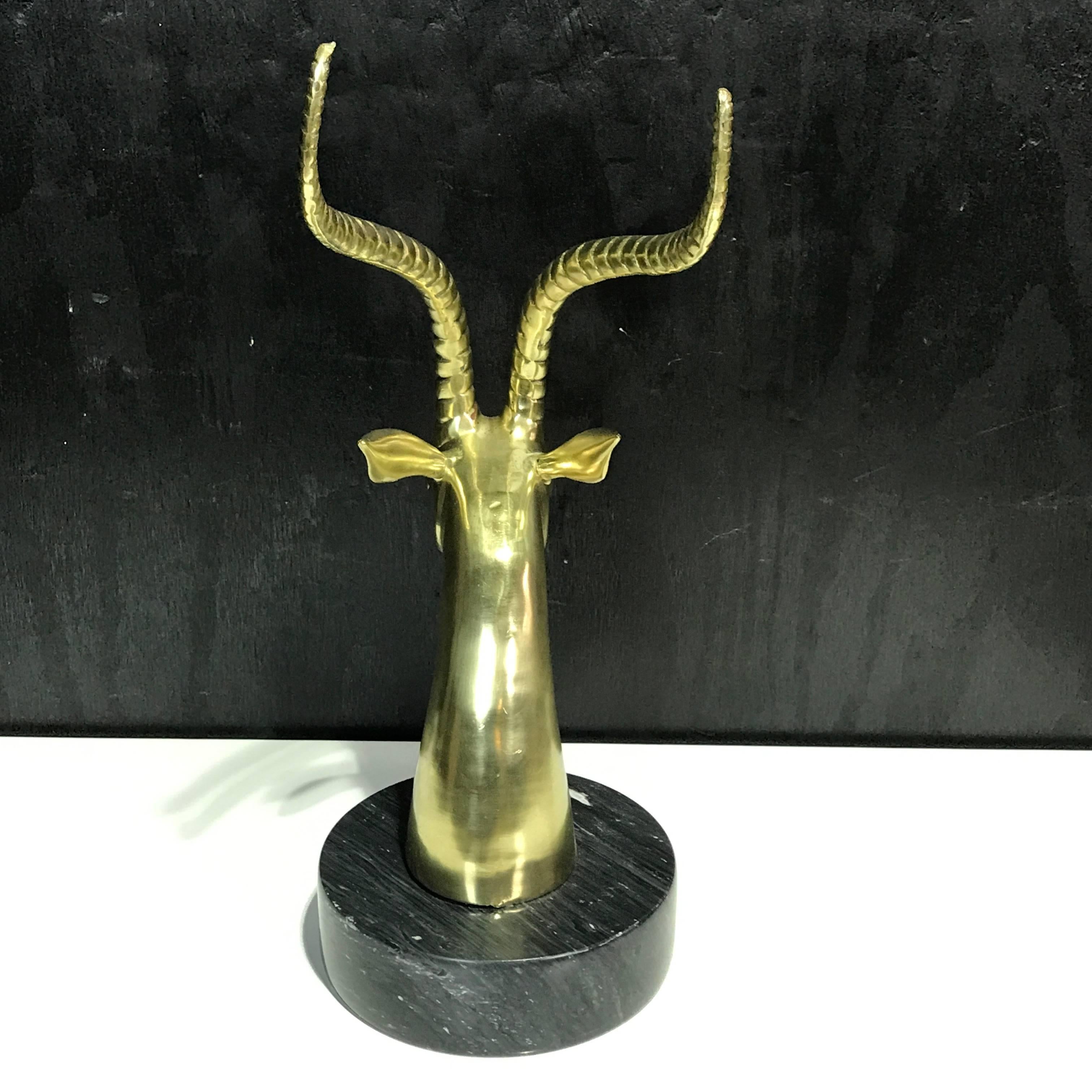 Mid-Century Modern Midcentury Brass Sculpture of an Ibex