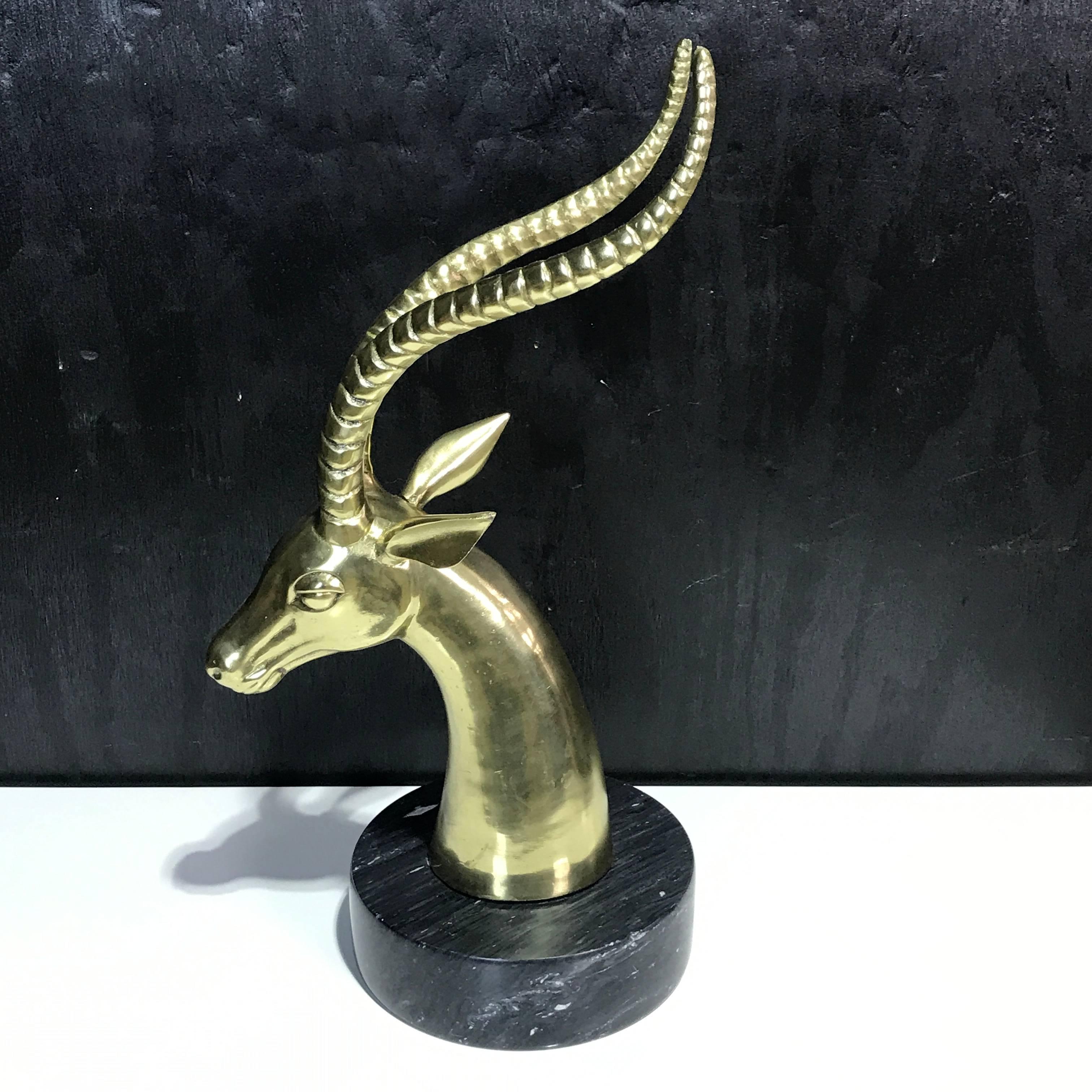 Midcentury Brass Sculpture of an Ibex In Good Condition In West Palm Beach, FL
