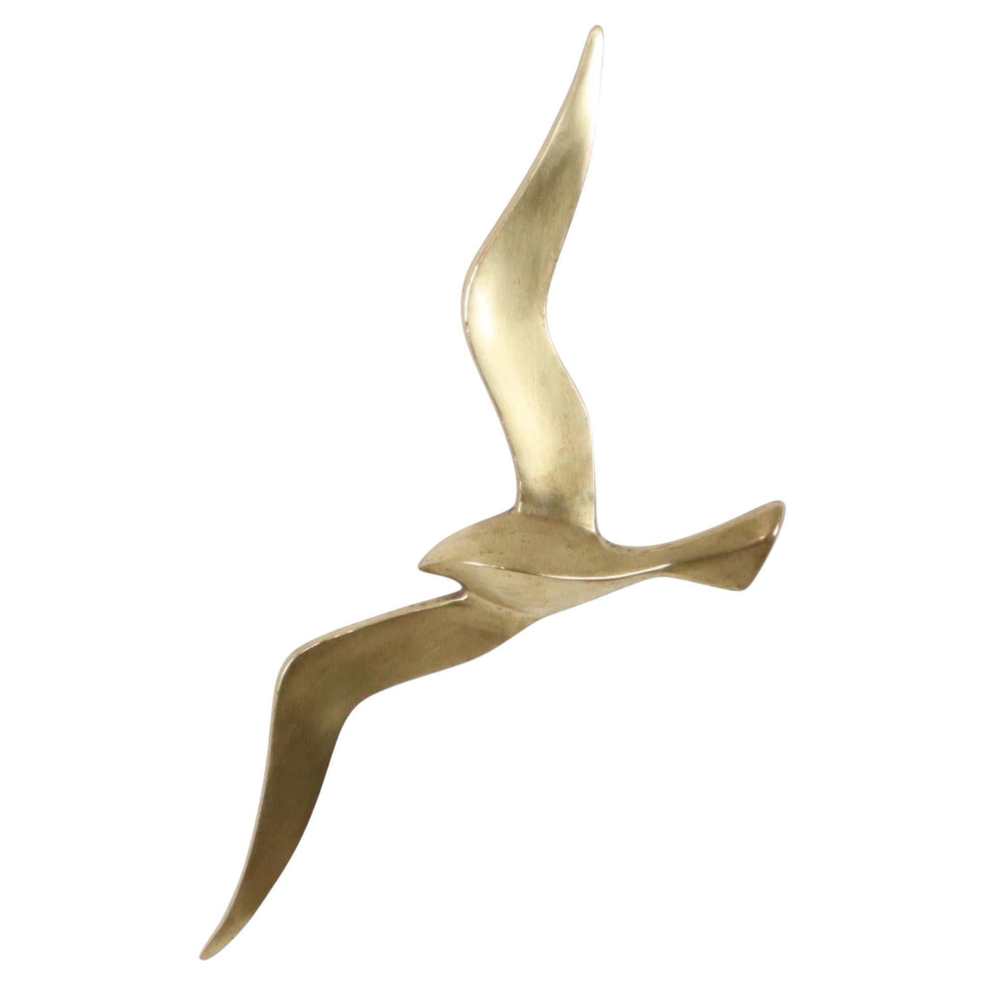 Decoración de pared Gaviota de latón de mediados de siglo 35cm
