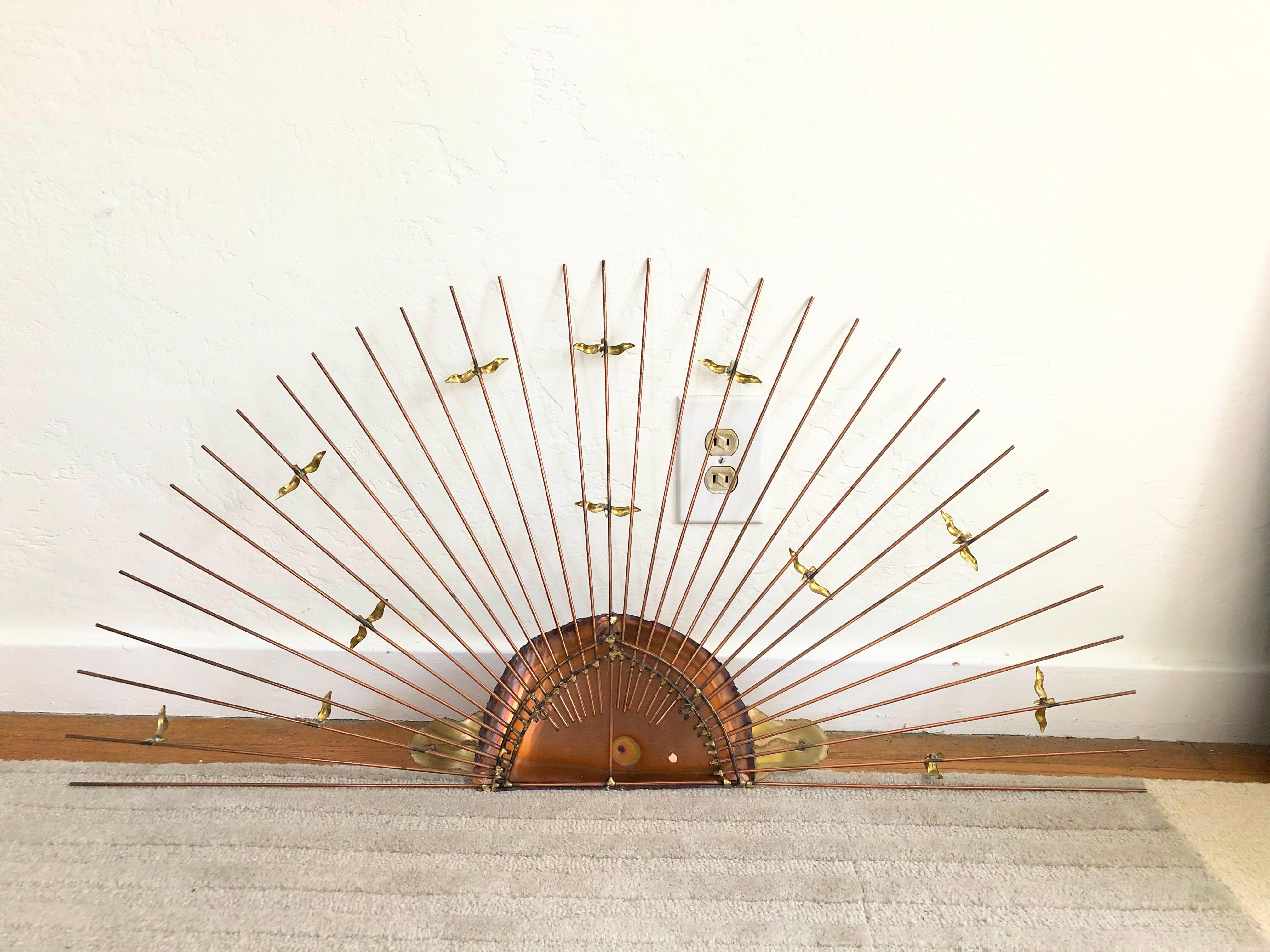 20th Century Mid Century Brass Seagull Sunburst Wall Hanging