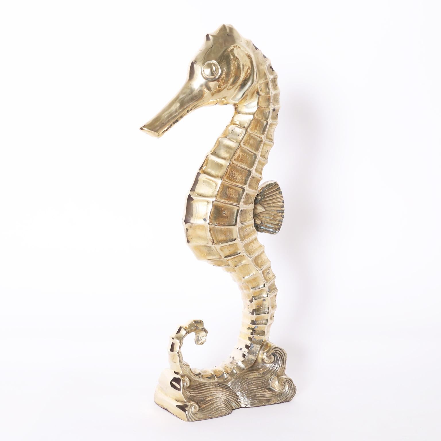 Mid-Century Modern Midcentury Brass Seahorse Sculptures, Priced Individually