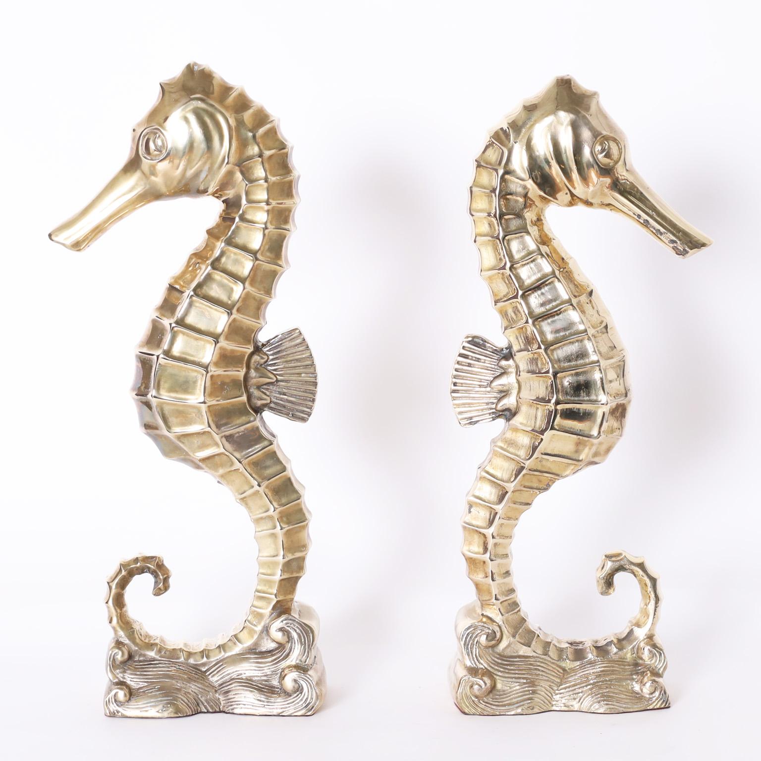 Cast Midcentury Brass Seahorse Sculptures, Priced Individually