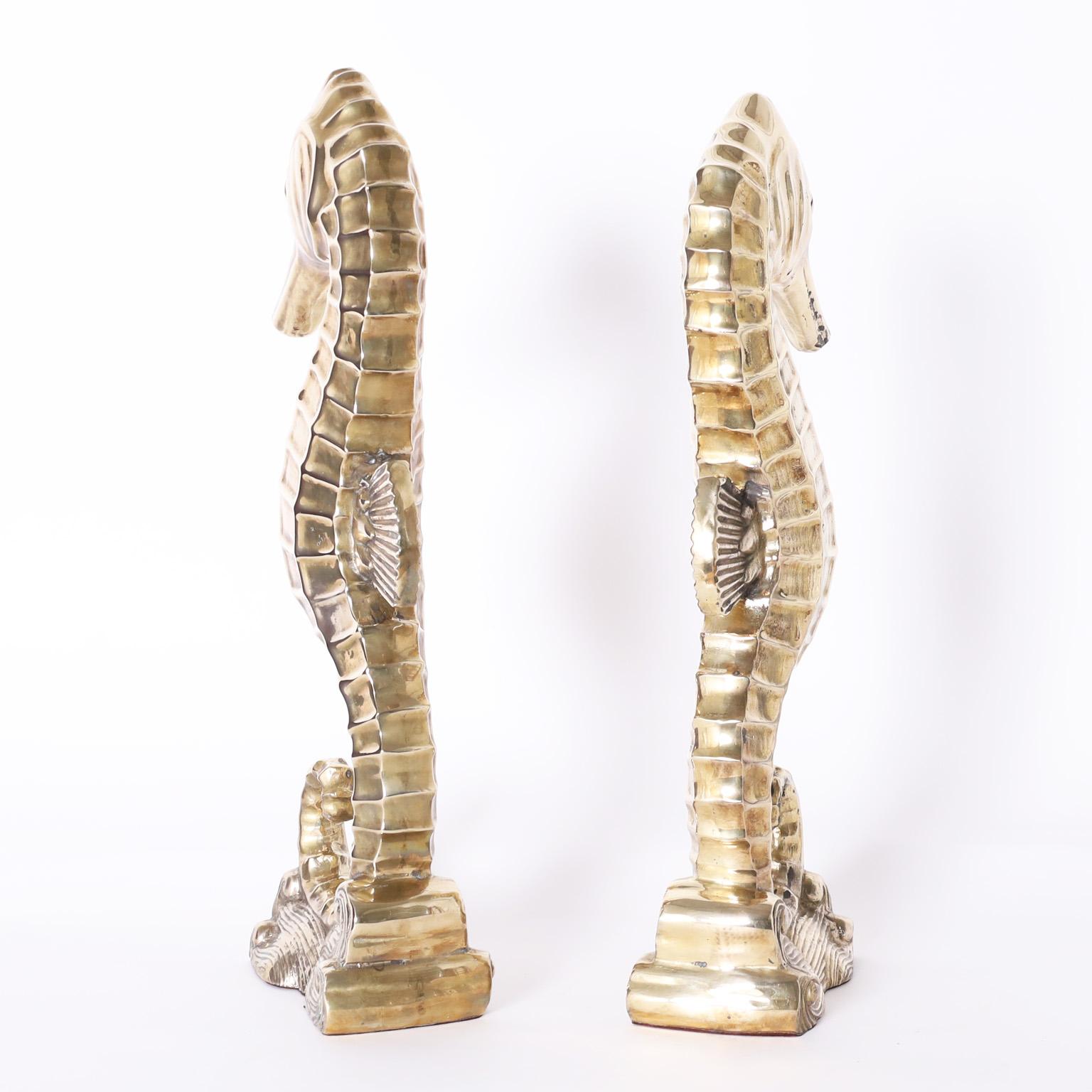 Midcentury Brass Seahorse Sculptures, Priced Individually In Good Condition In Palm Beach, FL