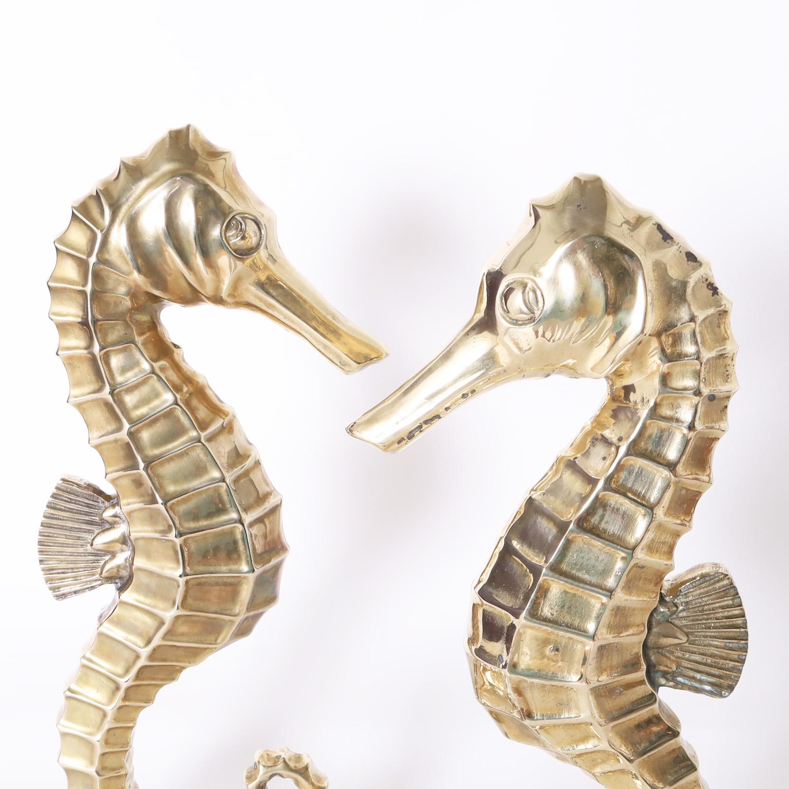 20th Century Midcentury Brass Seahorse Sculptures, Priced Individually