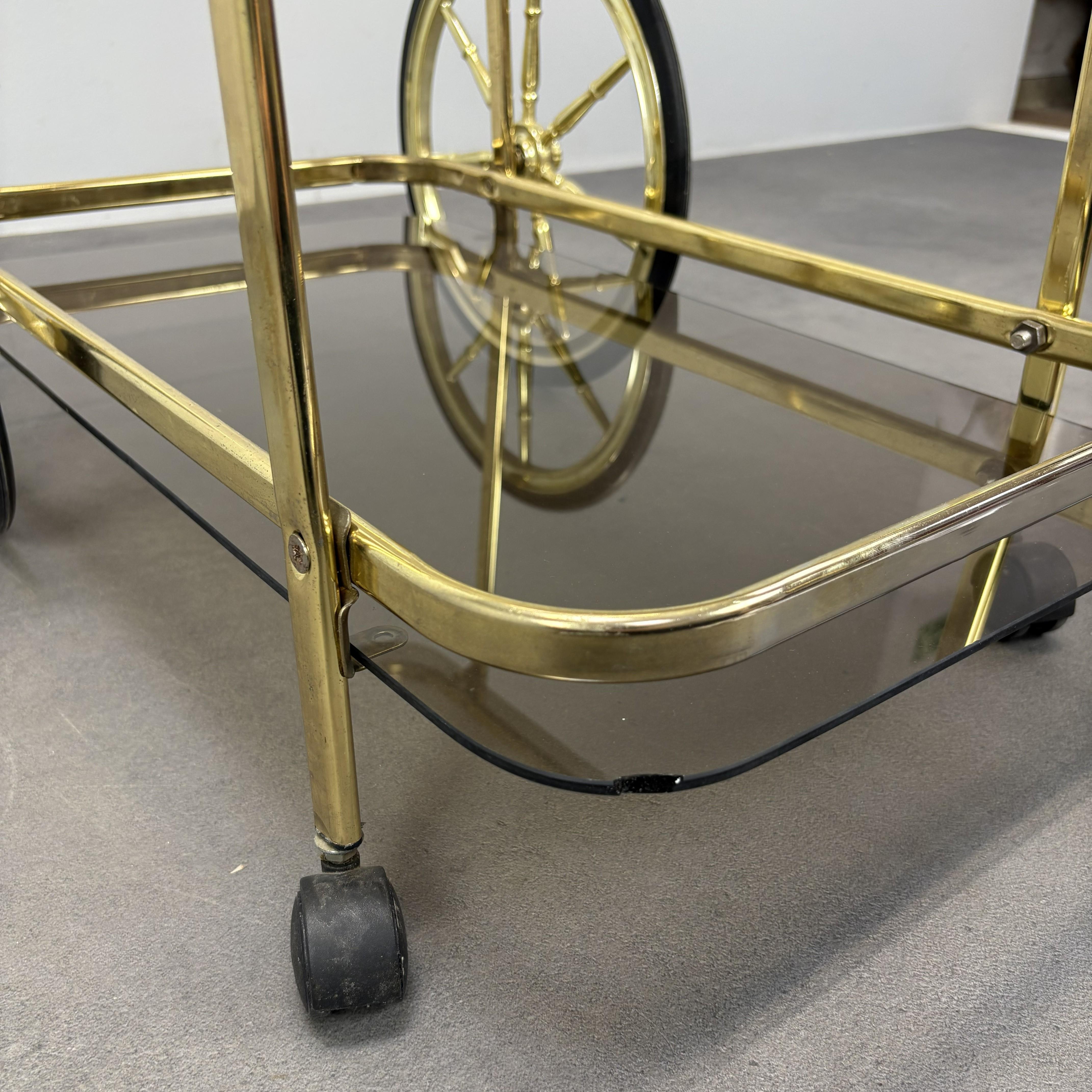Mid-Century Brass Serving Trolley, 1970s, Germany For Sale 5