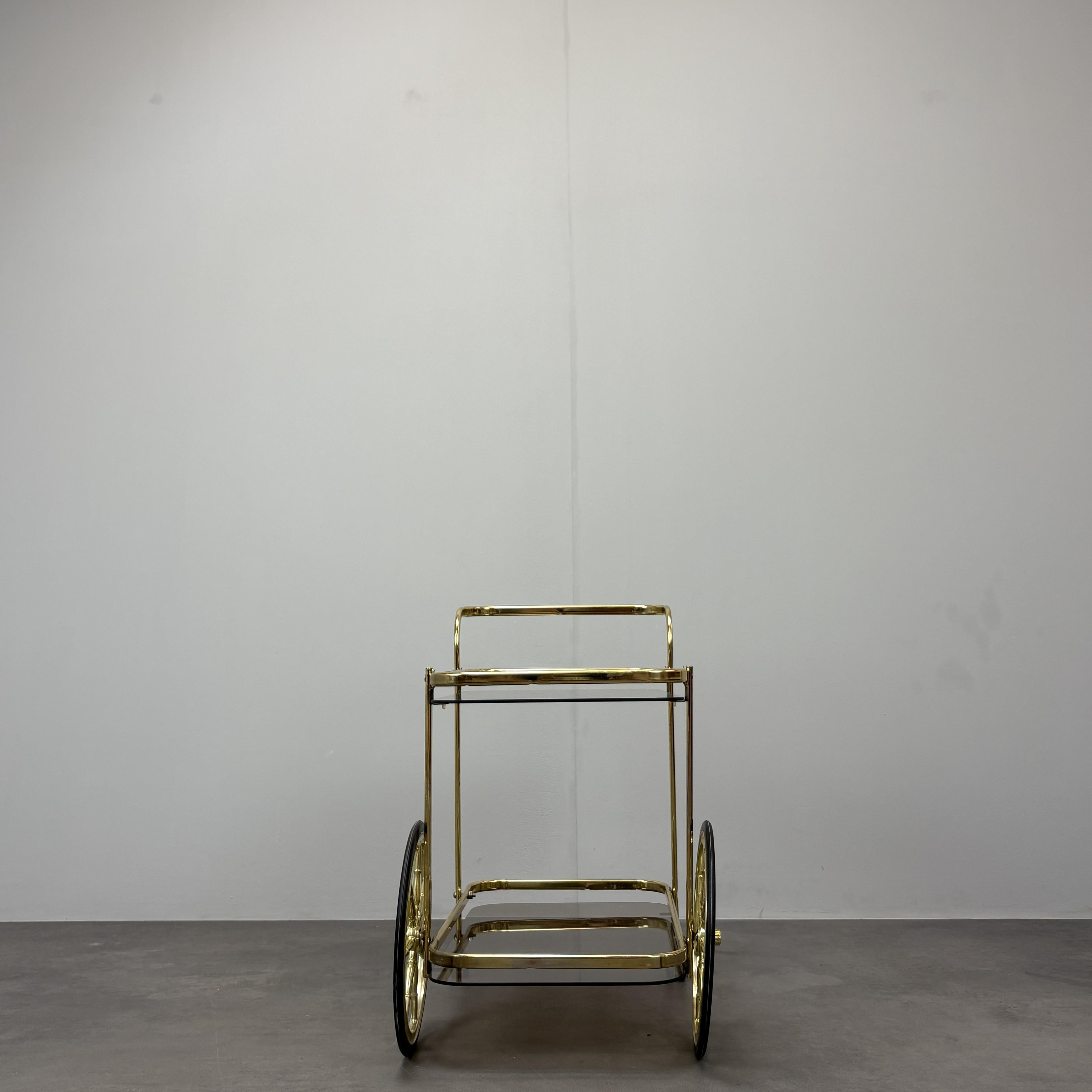 Mid-Century Modern Mid-Century Brass Serving Trolley, 1970s, Germany For Sale