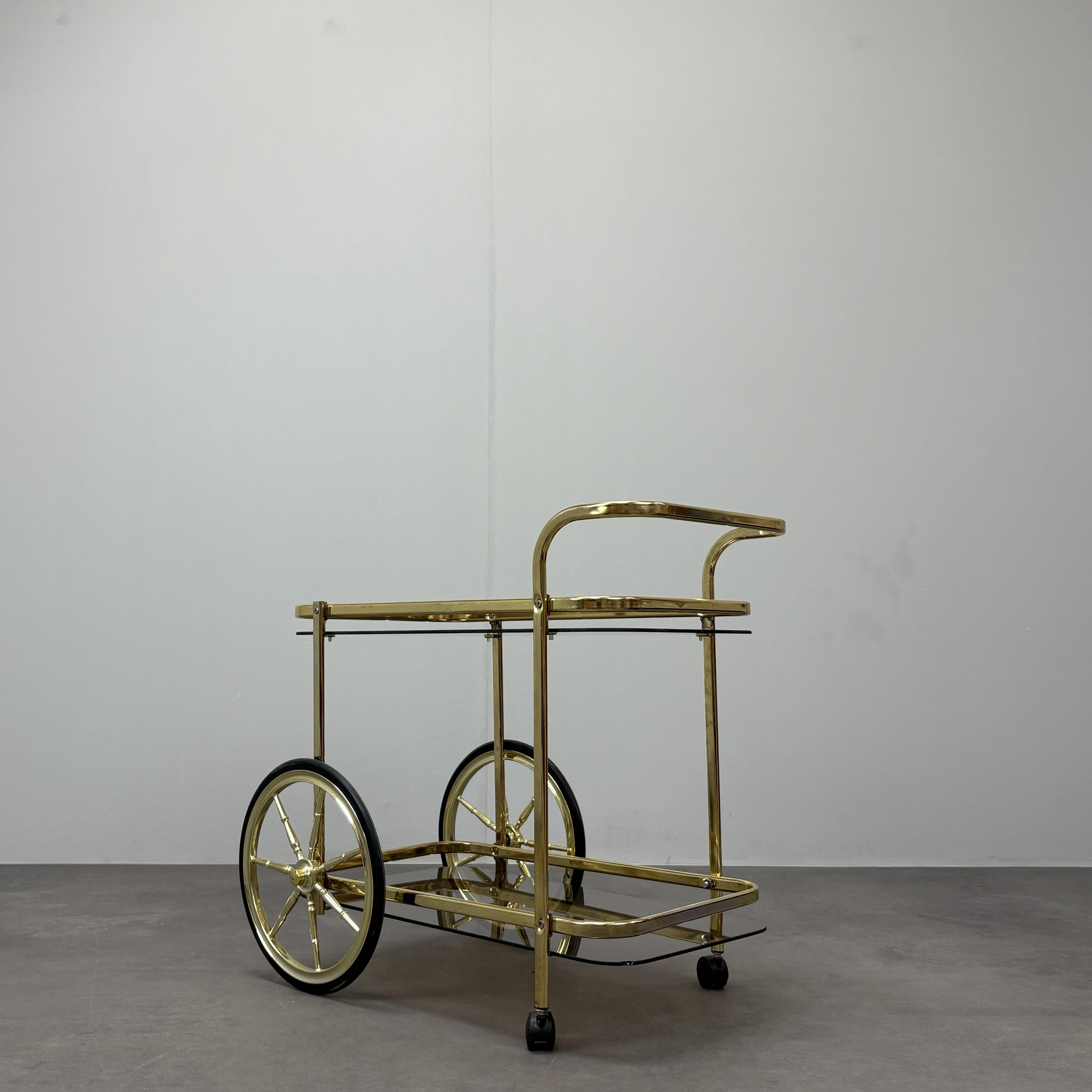 Mid-Century Brass Serving Trolley, 1970s, Germany In Good Condition For Sale In Praha, CZ