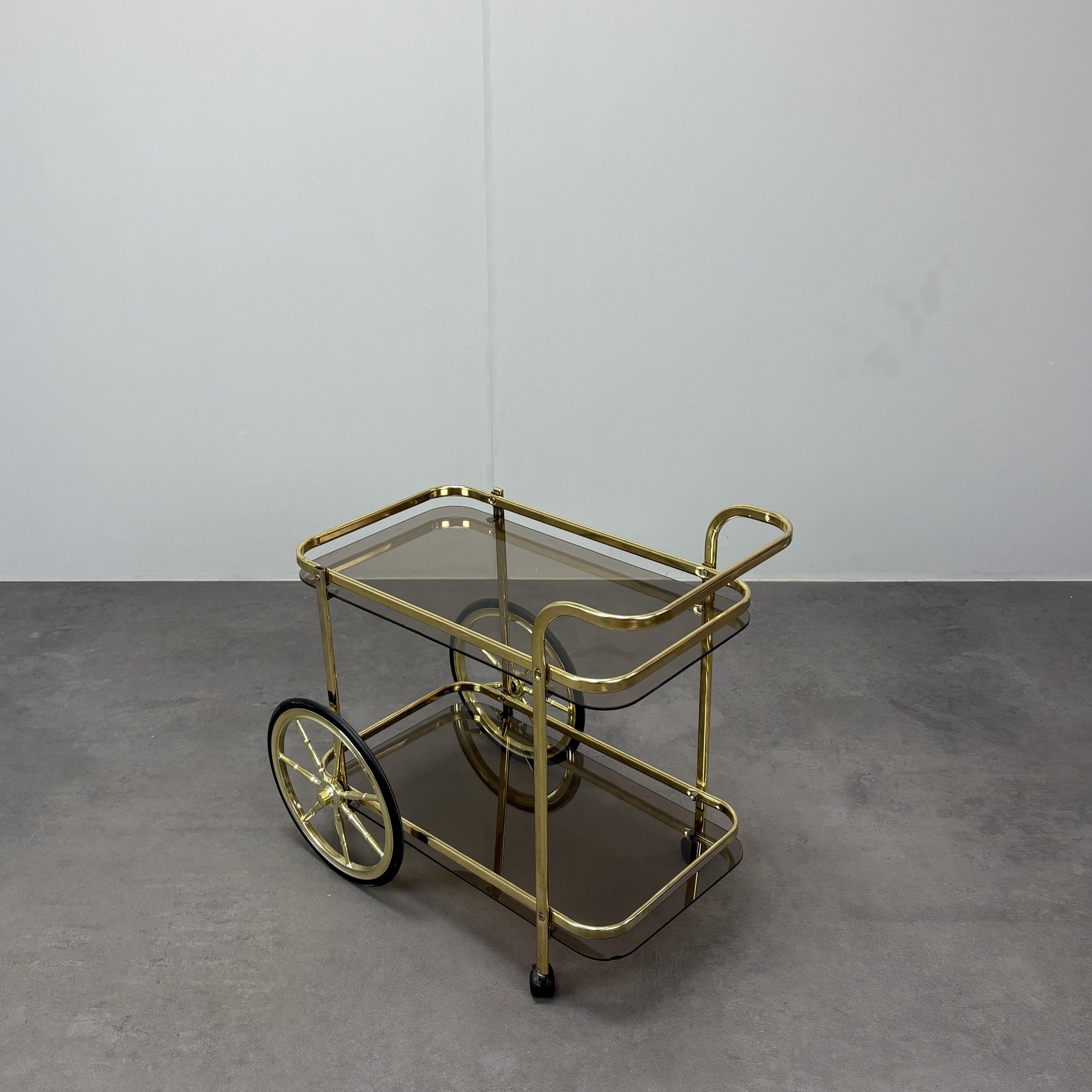 Late 20th Century Mid-Century Brass Serving Trolley, 1970s, Germany For Sale