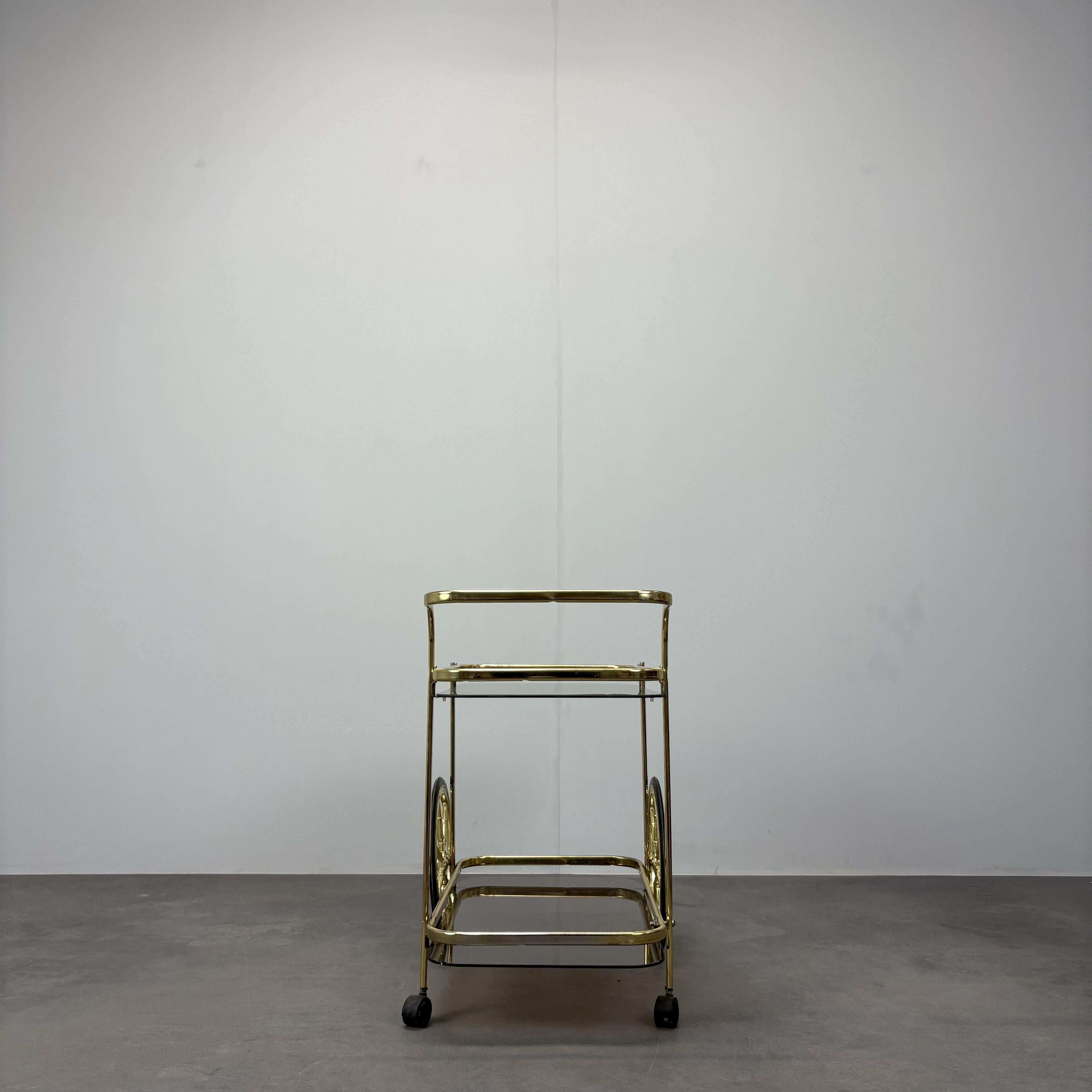 Mid-Century Brass Serving Trolley, 1970s, Germany For Sale 1