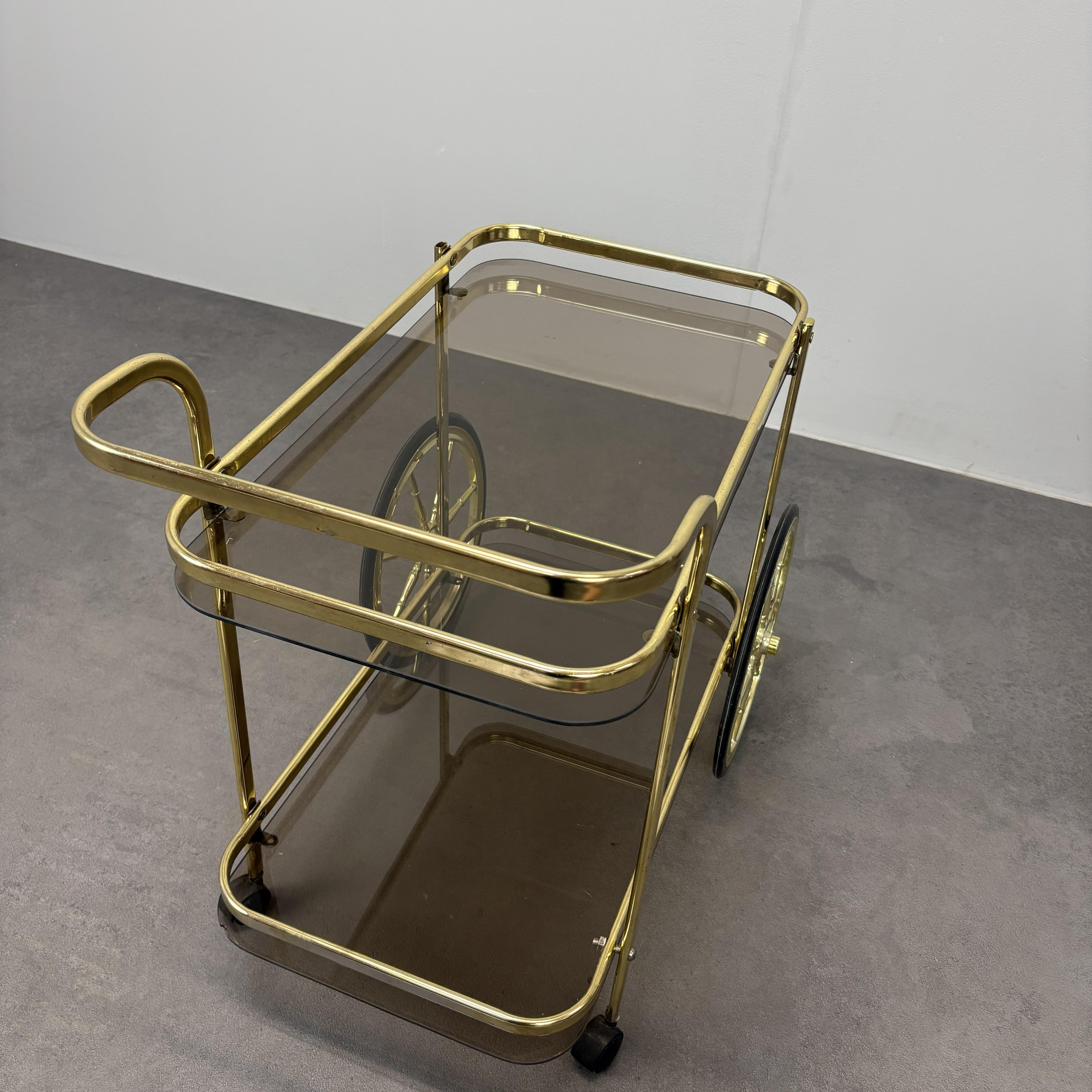 Mid-Century Brass Serving Trolley, 1970s, Germany For Sale 2