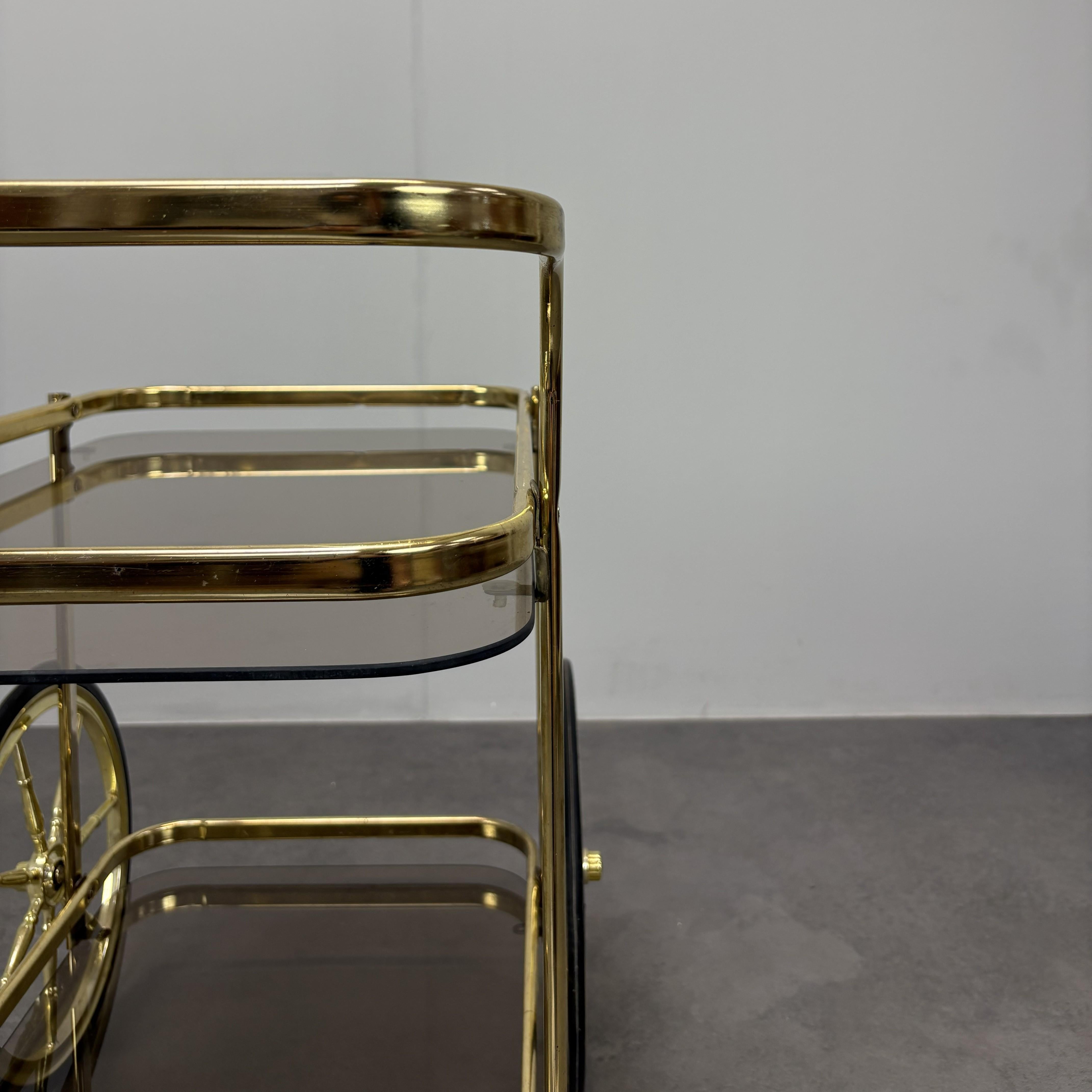 Mid-Century Brass Serving Trolley, 1970s, Germany For Sale 3