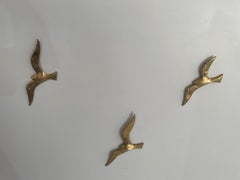 Mid-century Brass Set of 3 Bird Family for Wall Decoration, 1960s, Germany