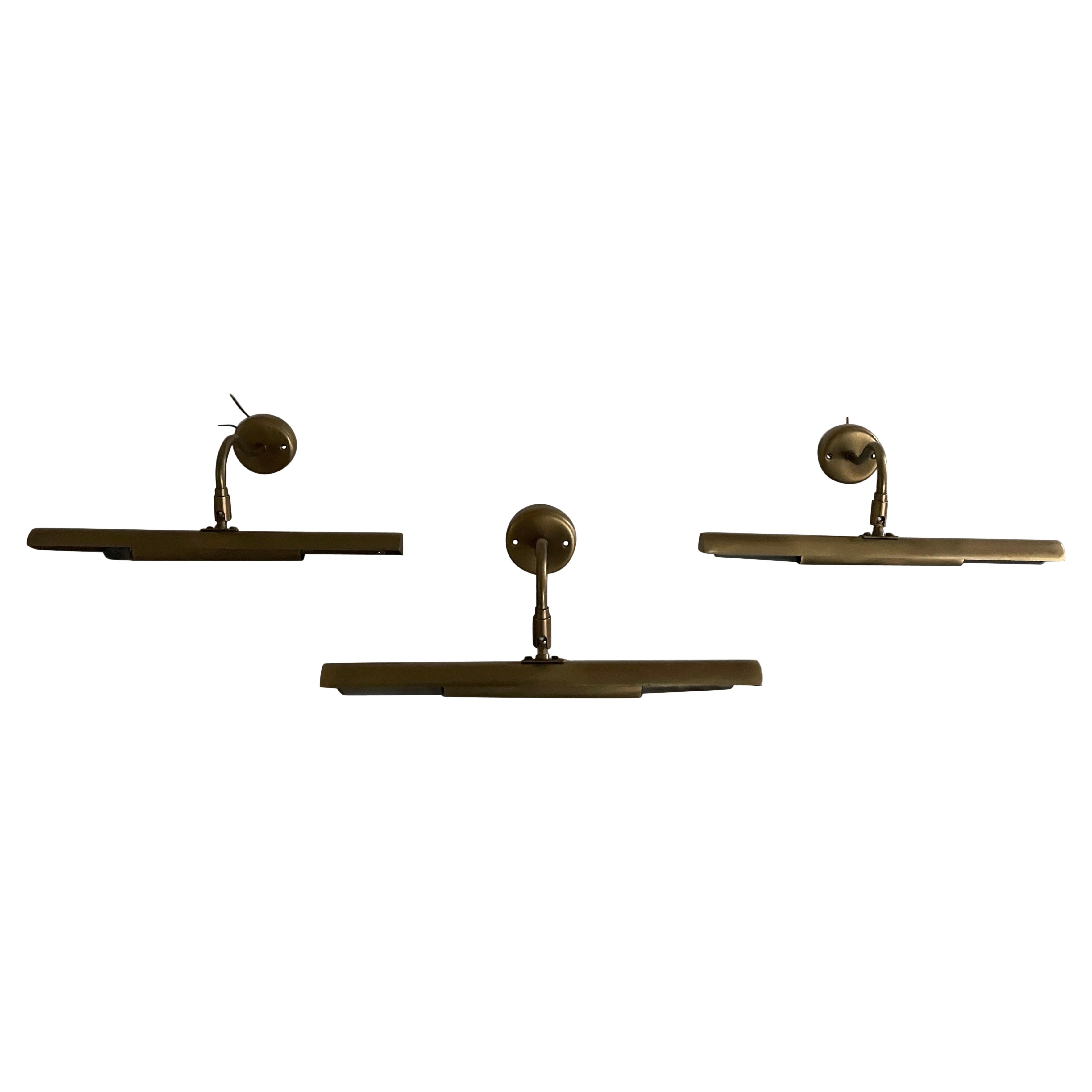 Mid-Century Brass Set of 3 Wall Lamps by Schröder 
Co, 1960s, Germany For Sale