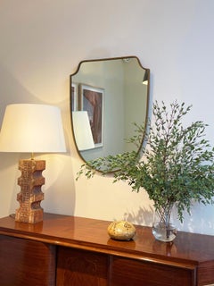 Mid-Century Brass Shield Mirror