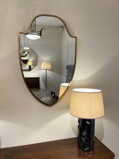 Mid-Century Brass Shield Mirror