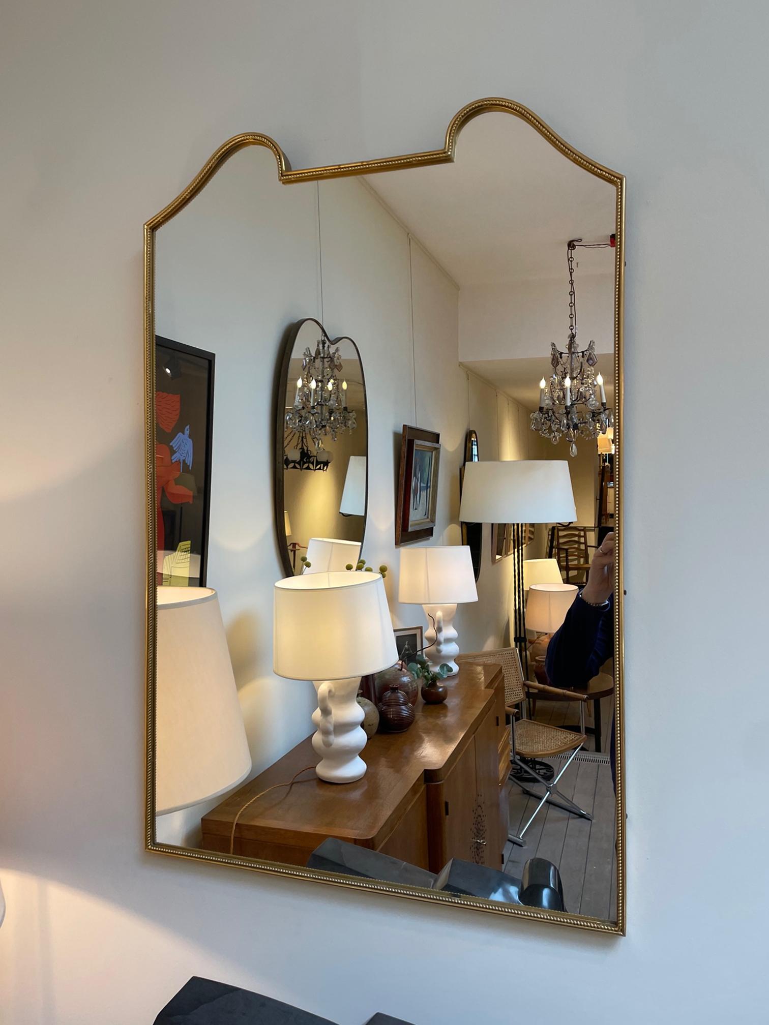 Midcentury Brass Shield Mirror In Good Condition In London, GB