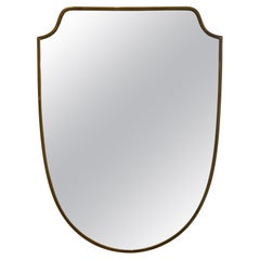 Mid-Century Brass Shield Mirror