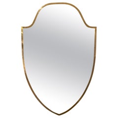 Mid-Century Brass Shield Mirror