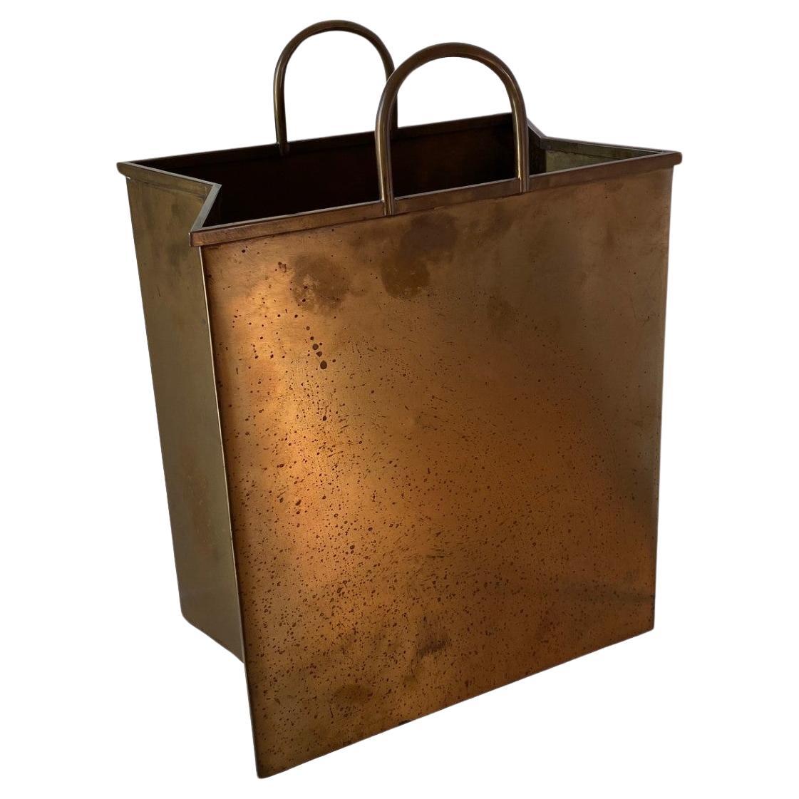 Mid Century Brass Shopping Bag Sculpture 1970s Made in Italy