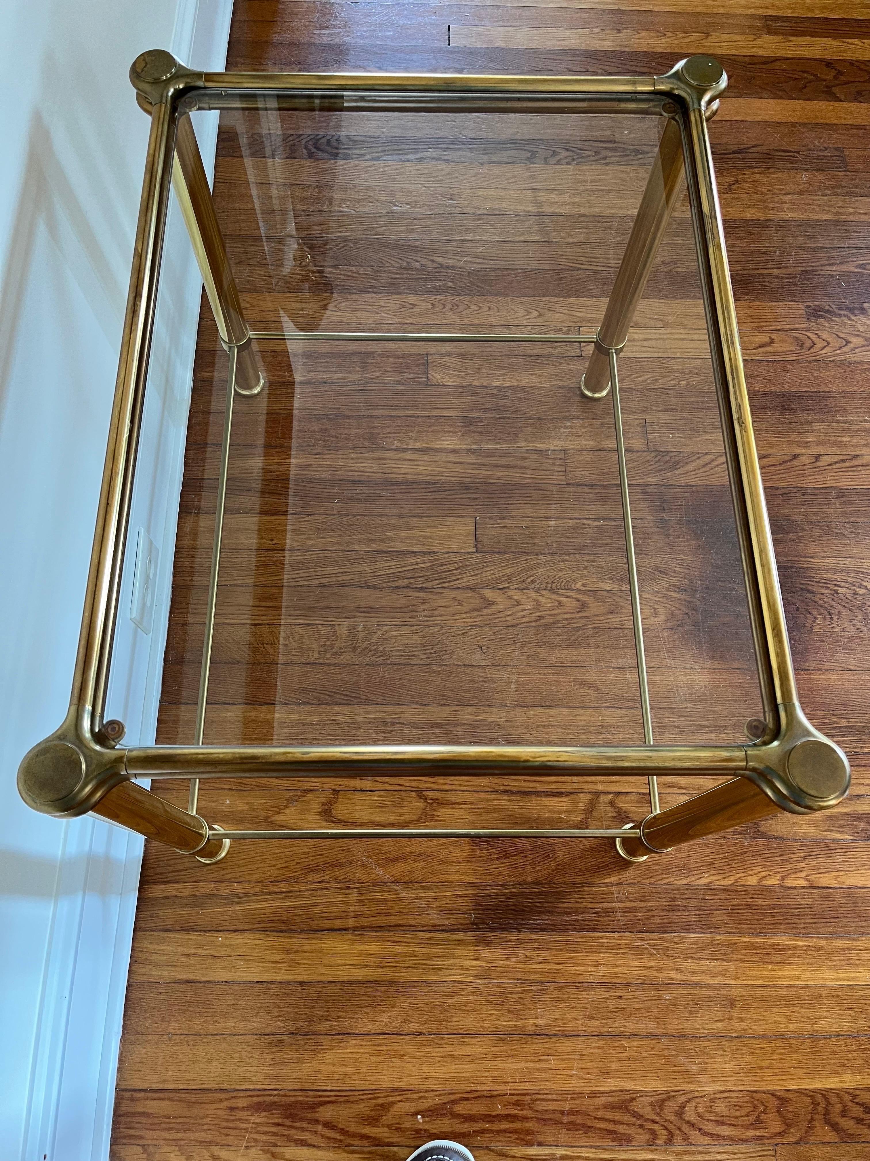 20th Century Mid Century Mastercraft Style Brass Side or Cocktail Table For Sale