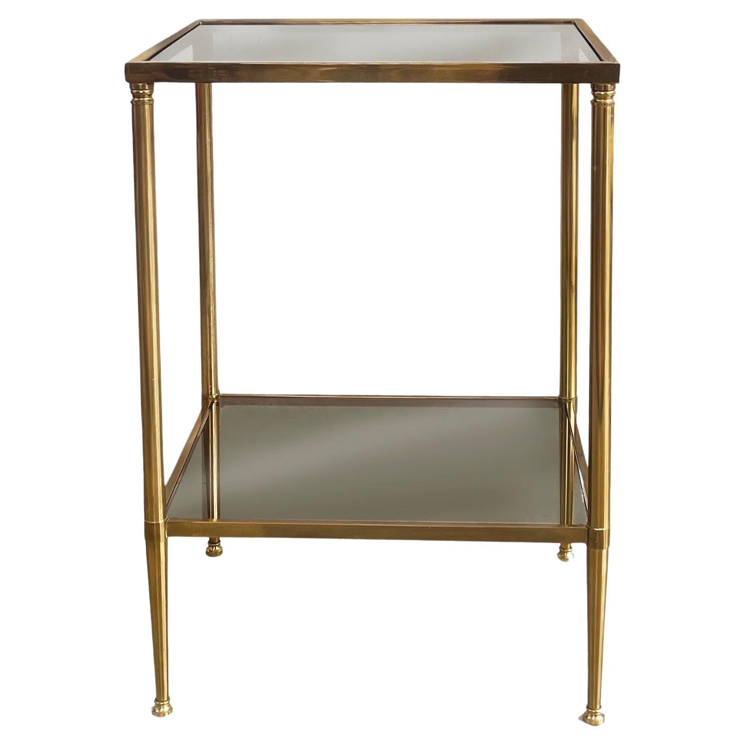 Mid-Century Brass Side Table & Smoked Glass, Europe 1970s