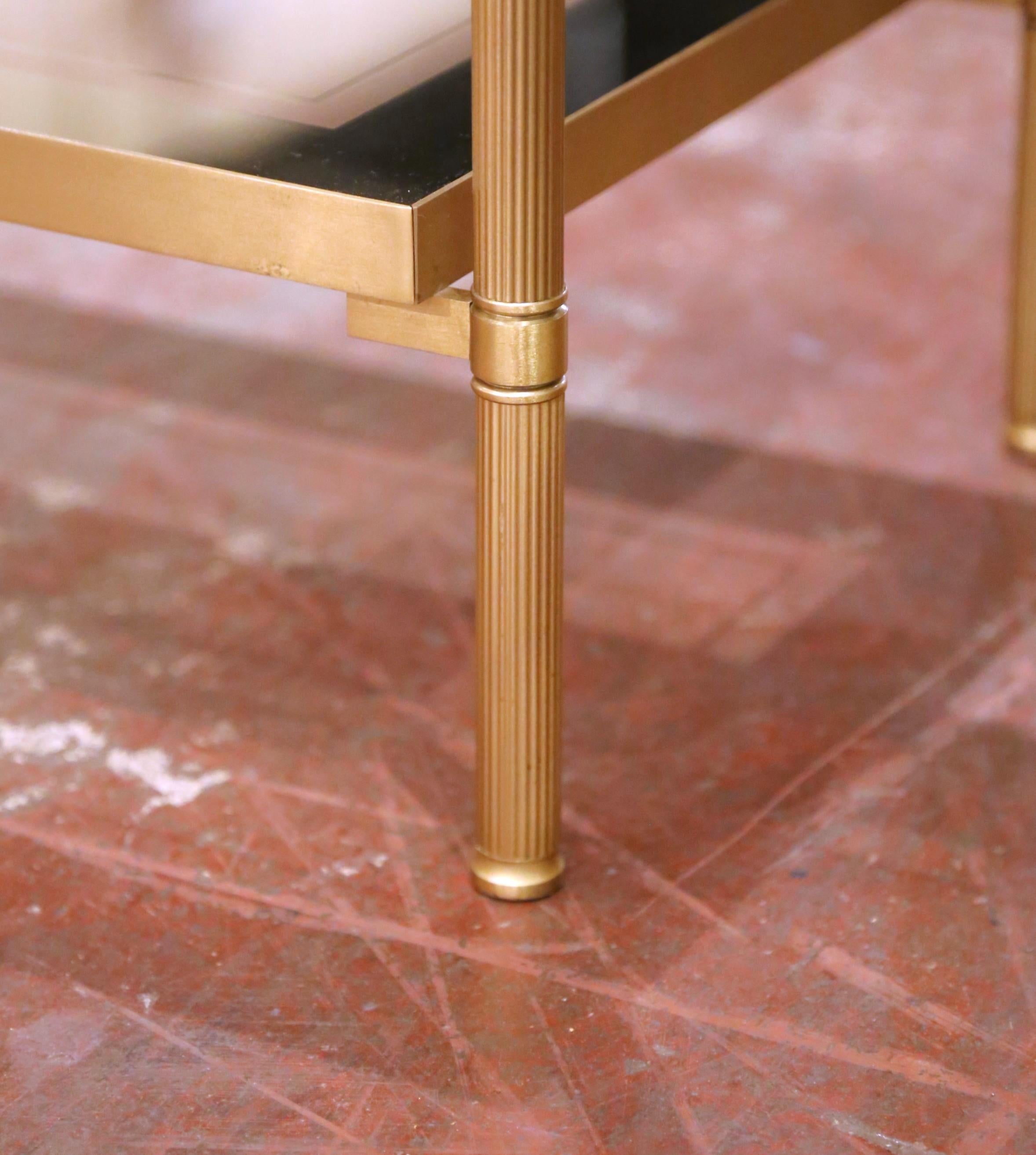 Mid-Century Brass Side Table with Smoked Glass, Attributed to Maison Jansen For Sale 2