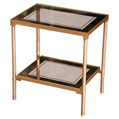 Mid-Century Brass Side Table with Smoked Glass, Attributed to Maison Jansen