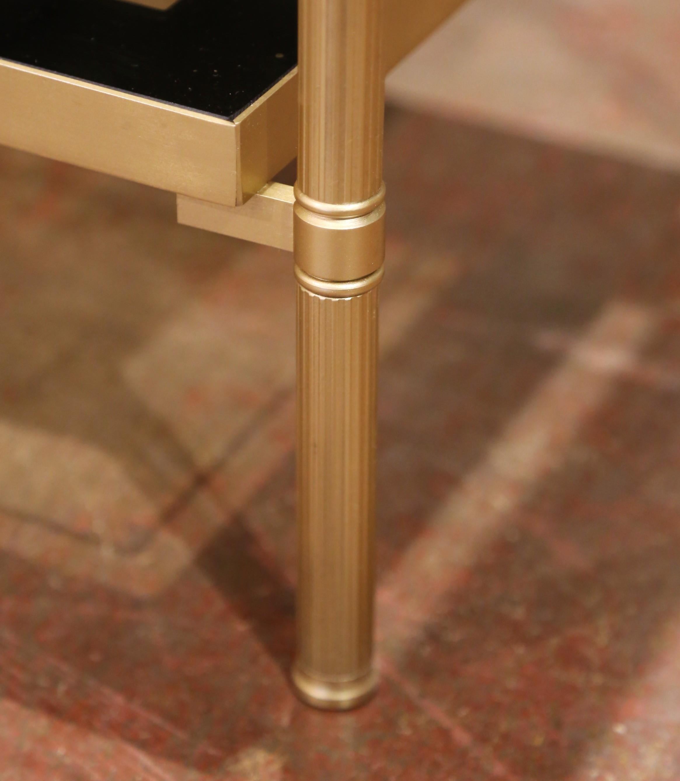 Mid-Century Brass Side Tables with Smoked Glass, Attributed to Maison Jansen For Sale 1