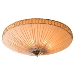 Mid-Century Brass & Silk Flush Mount Model 20399, Idman Oy, Finland, 1950s