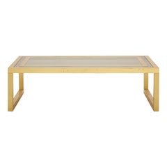 Midcentury Brass and Smoked Glass Rectangular Coffee Table
