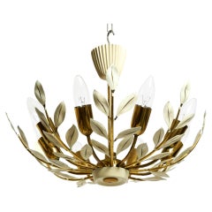 Mid Century brass Sputnik ceiling lamp with 8 arms by Vereinigte Werkstätten