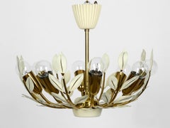 Mid Century Brass Sputnik Ceiling Lamp with 8 Arms Vereinigten Werkstätten