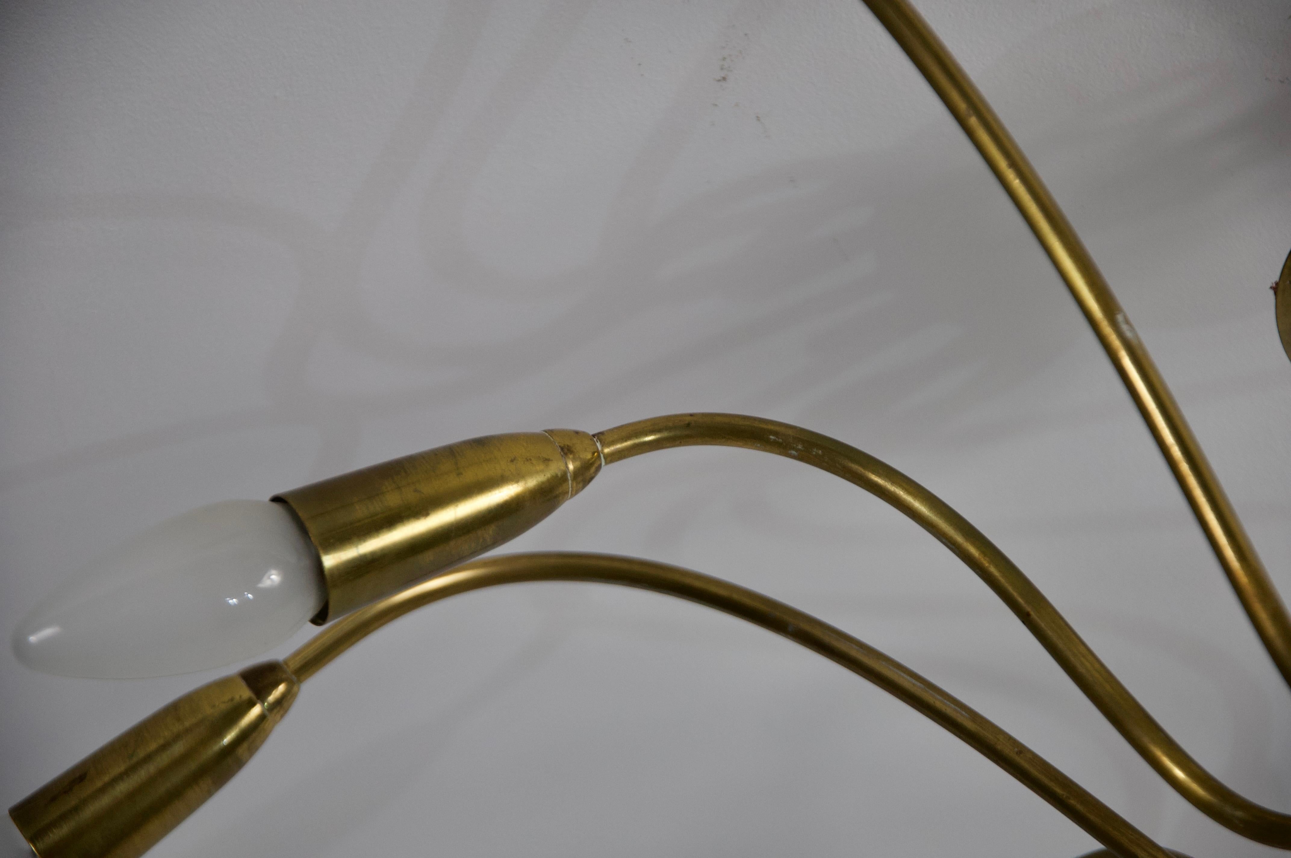 Lampadario Sputnik in ottone di metà secolo, anni '50, Germania in vendita 5
